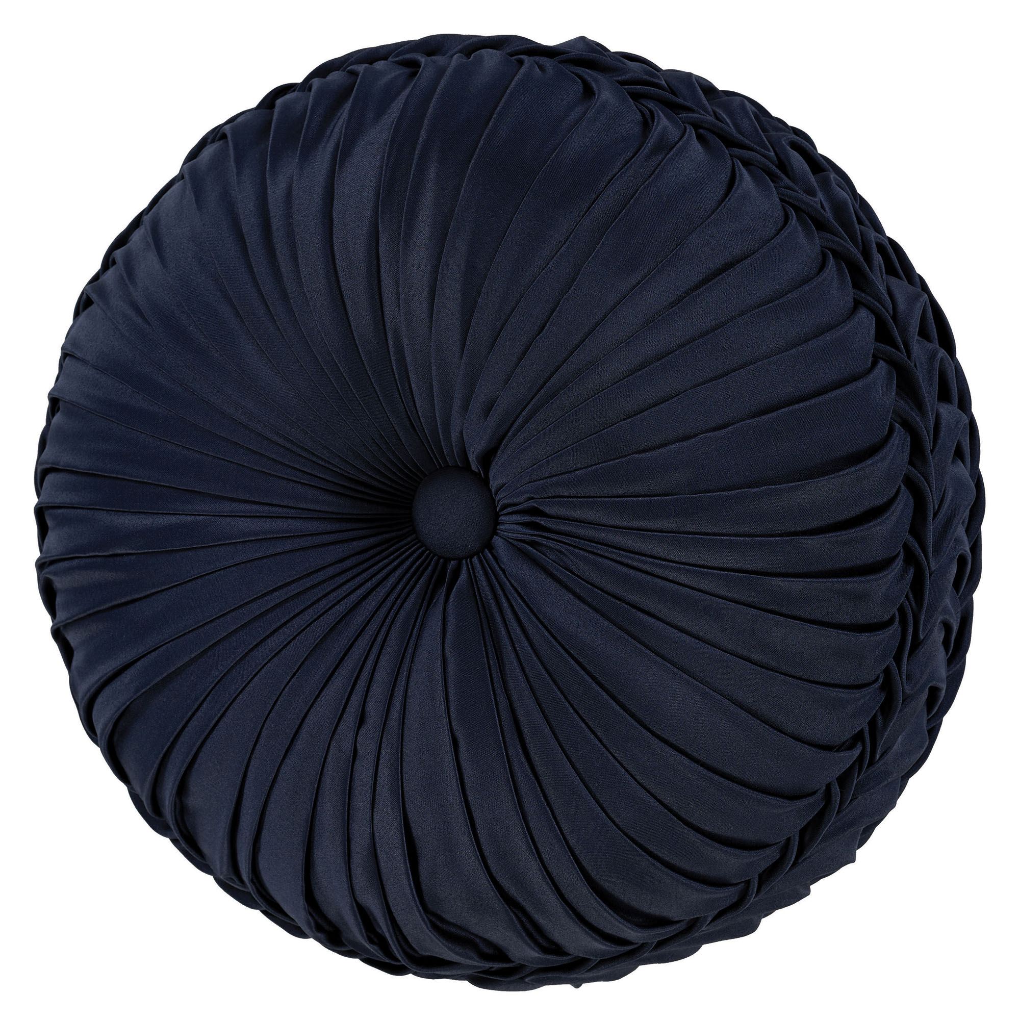 Bradley Pleated Tufted Pillow Navy Round