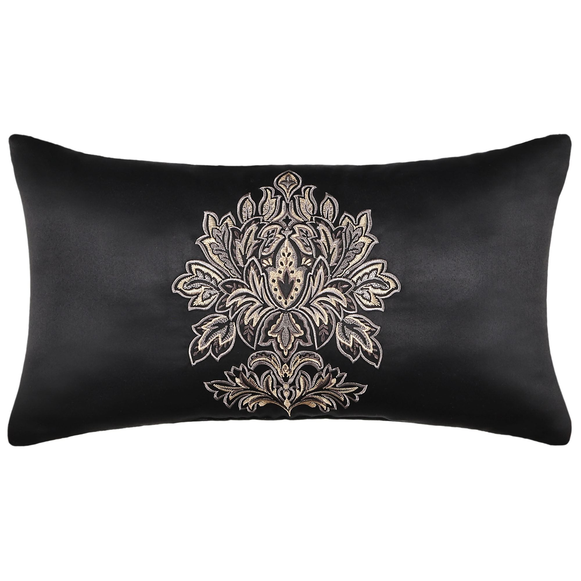 Harriman Embroidered Rectangle Pillow Black