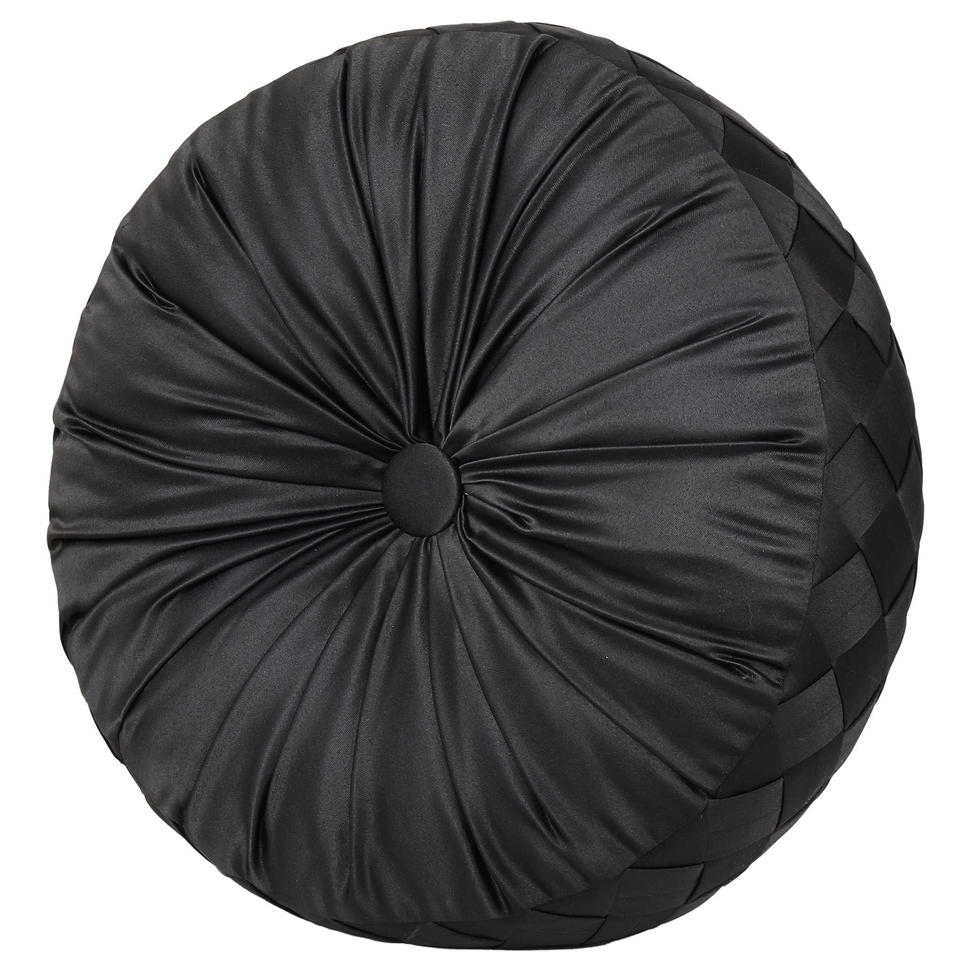 Harriman Pleated Tufted Pillow Black Round
