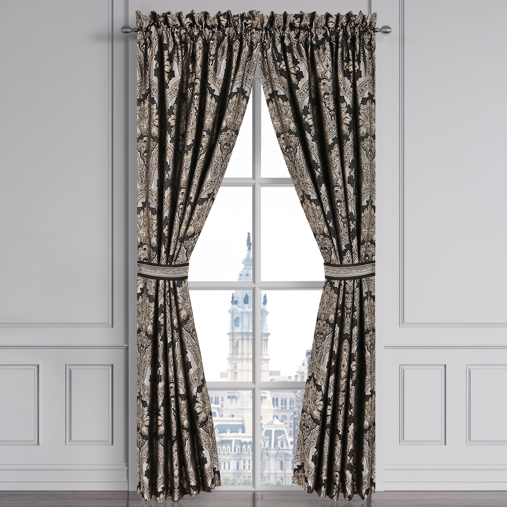 Harriman Wide Tailored Curtain Pair Black
