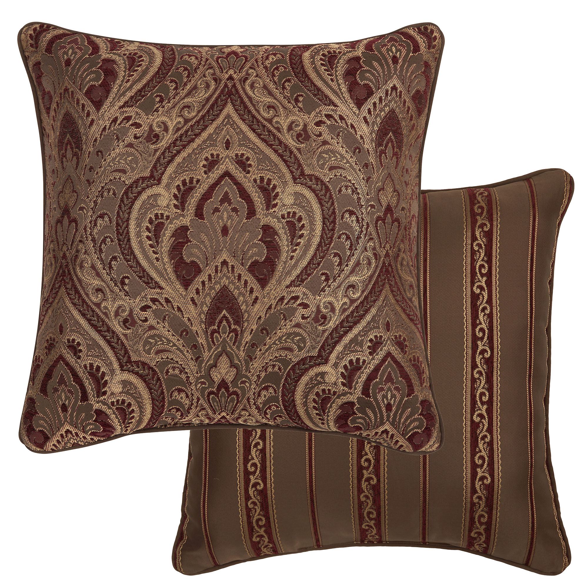 Odette Reversible Jacquard Damask Pillow Multi Warm 20 Square