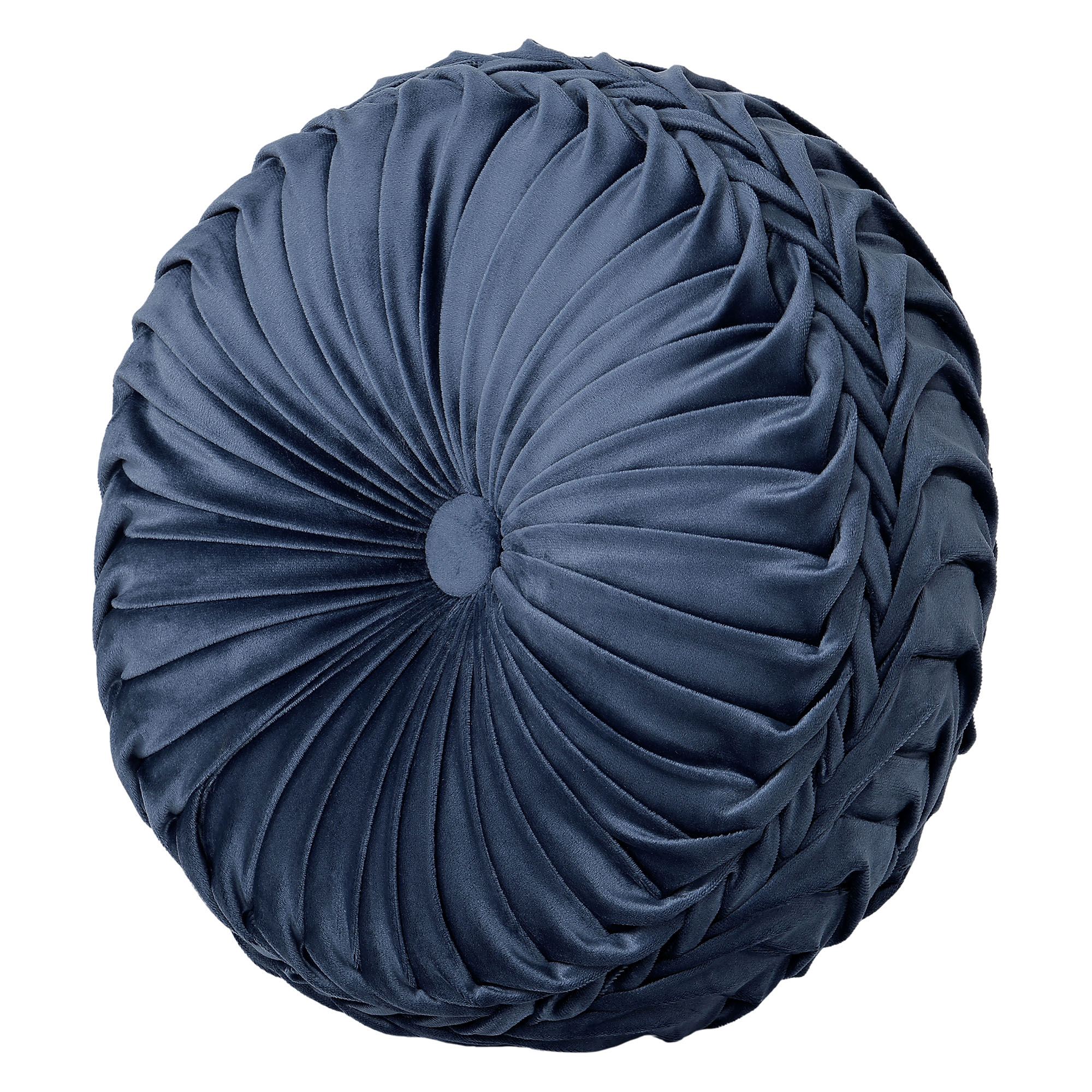 Michaela Pleated Tufted Pillow Blue Round