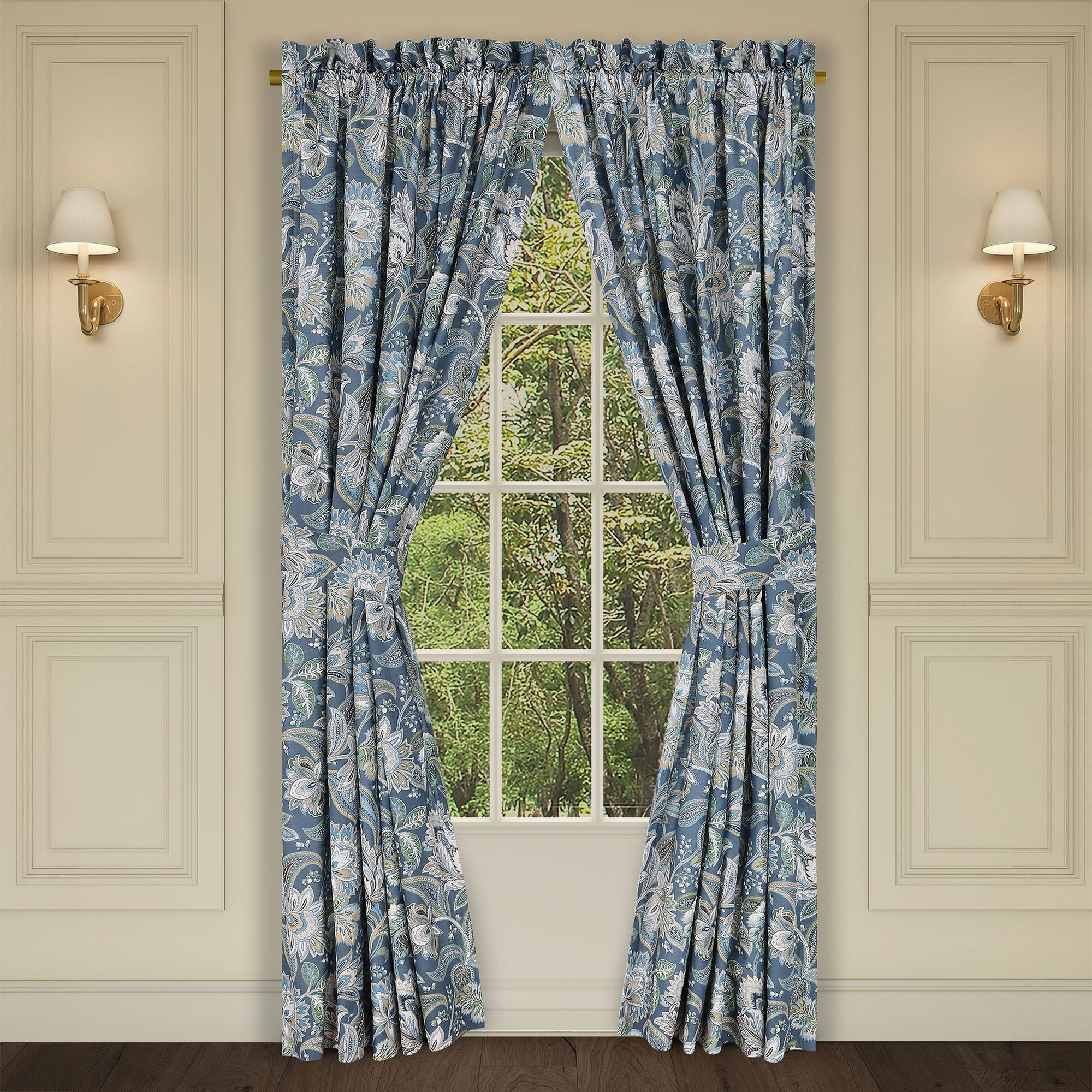Michaela Wide Tailored Curtain Pair Blue