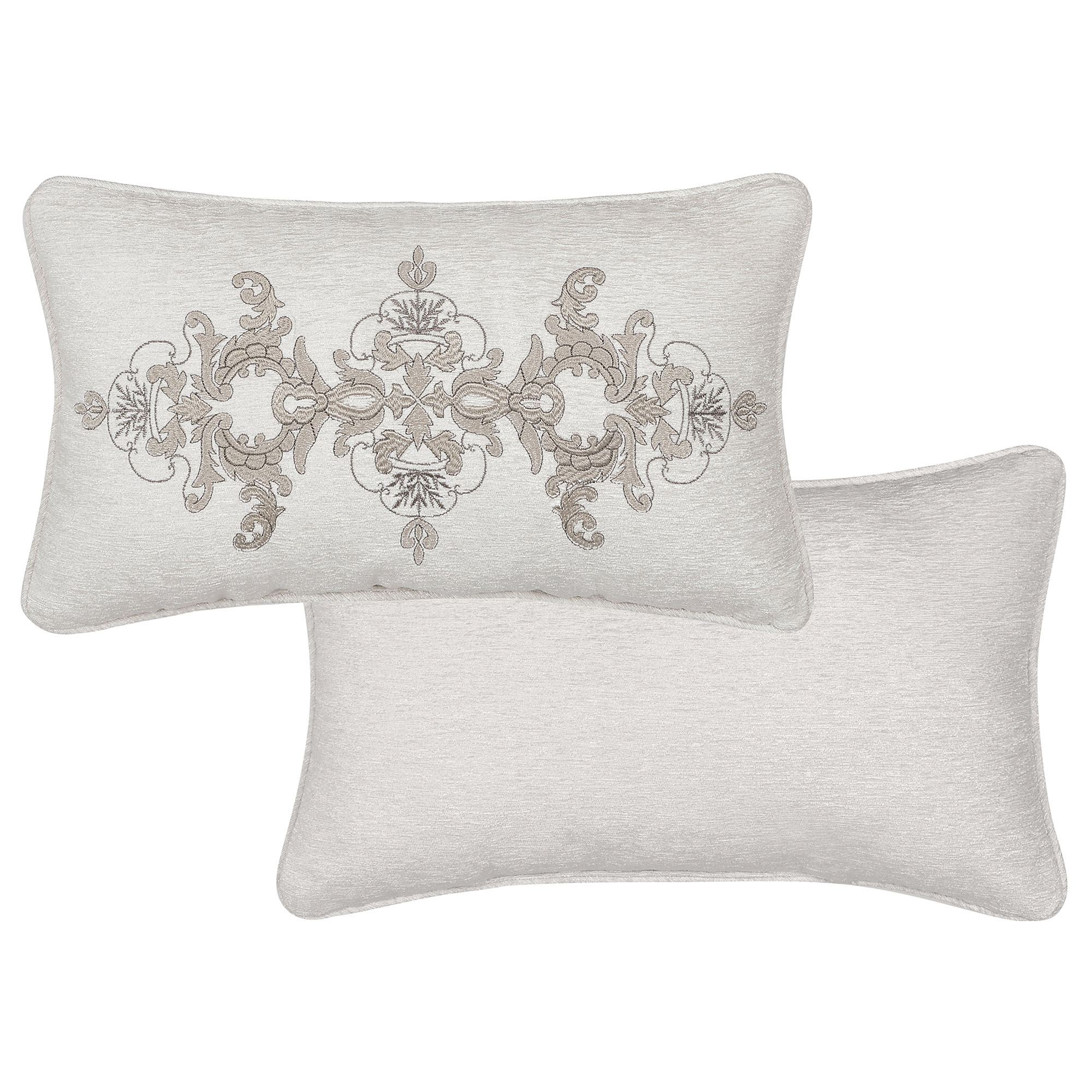 Queensbury II Reversible Embroidered Rectangle Pillow Ivory