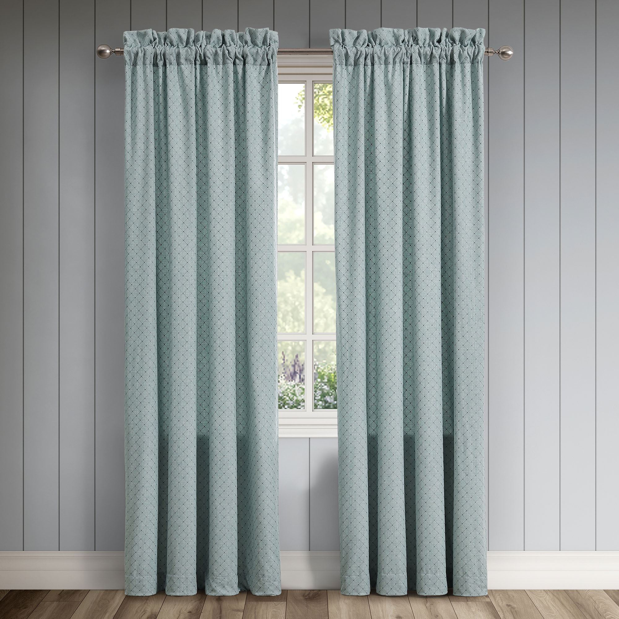 Blossom View Wide Tailored Curtain Pair Teal