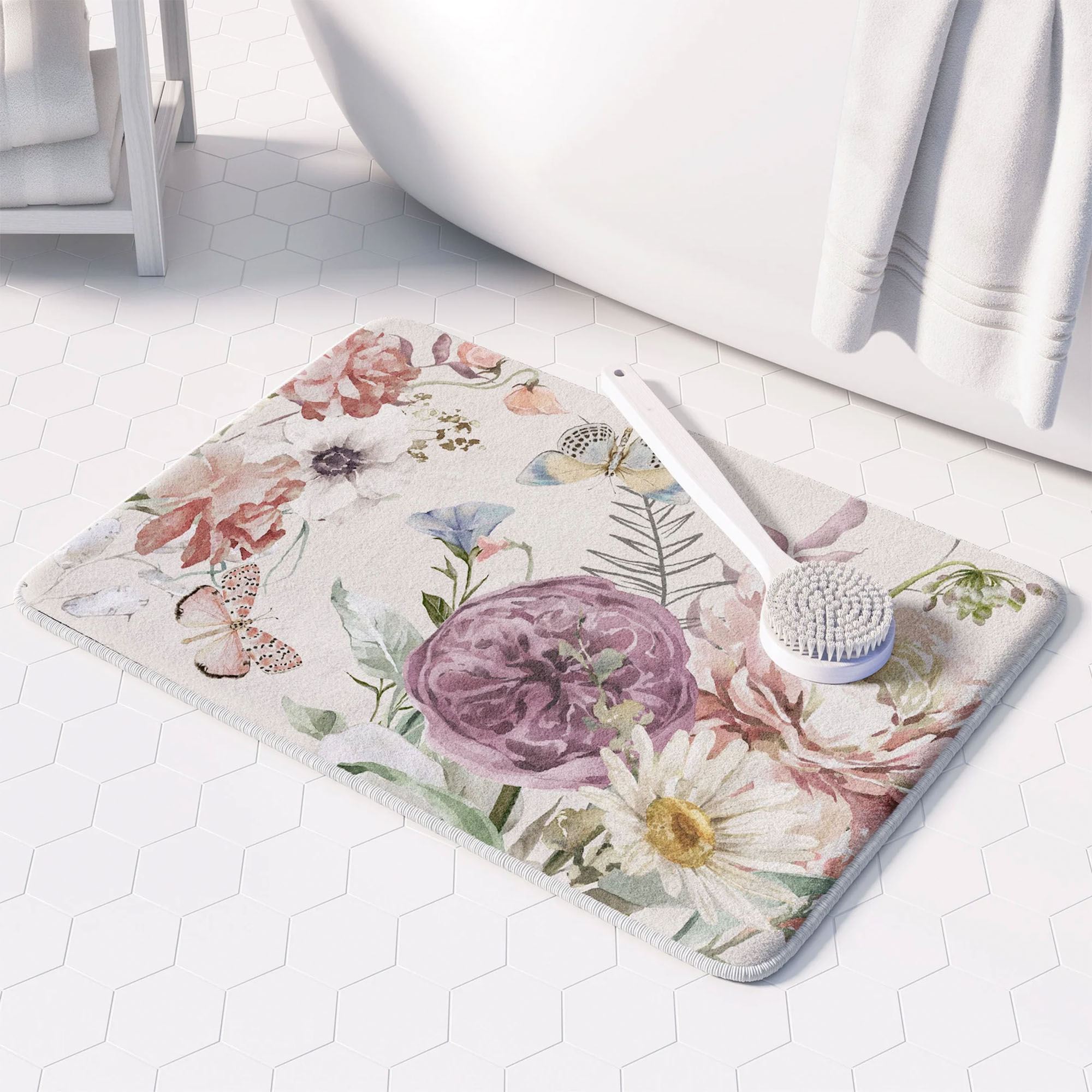 Purple Wildflower Bloom Comfort Mat Multi Pastel 34 x 21
