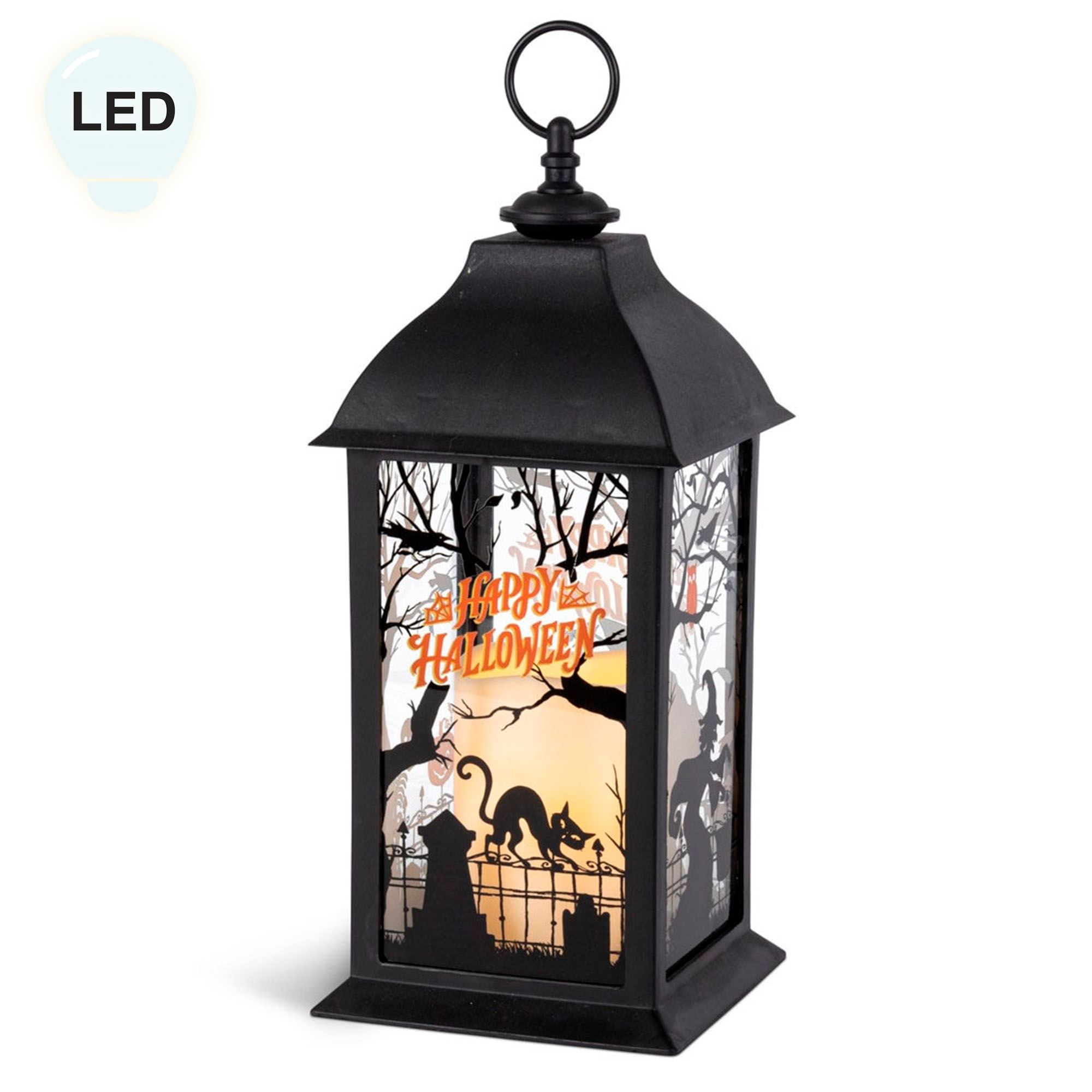 Happy Halloween LED Candle Lantern Black
