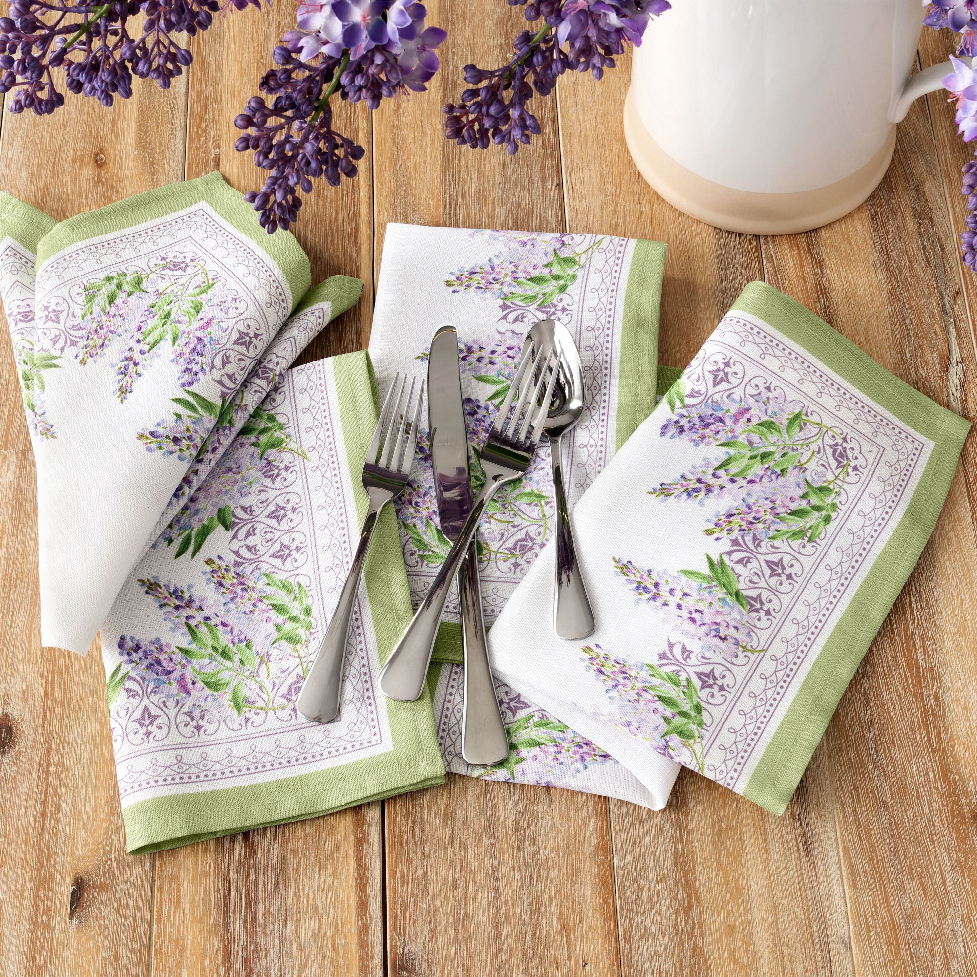 Lilac Bloom Napkins White Set of Four