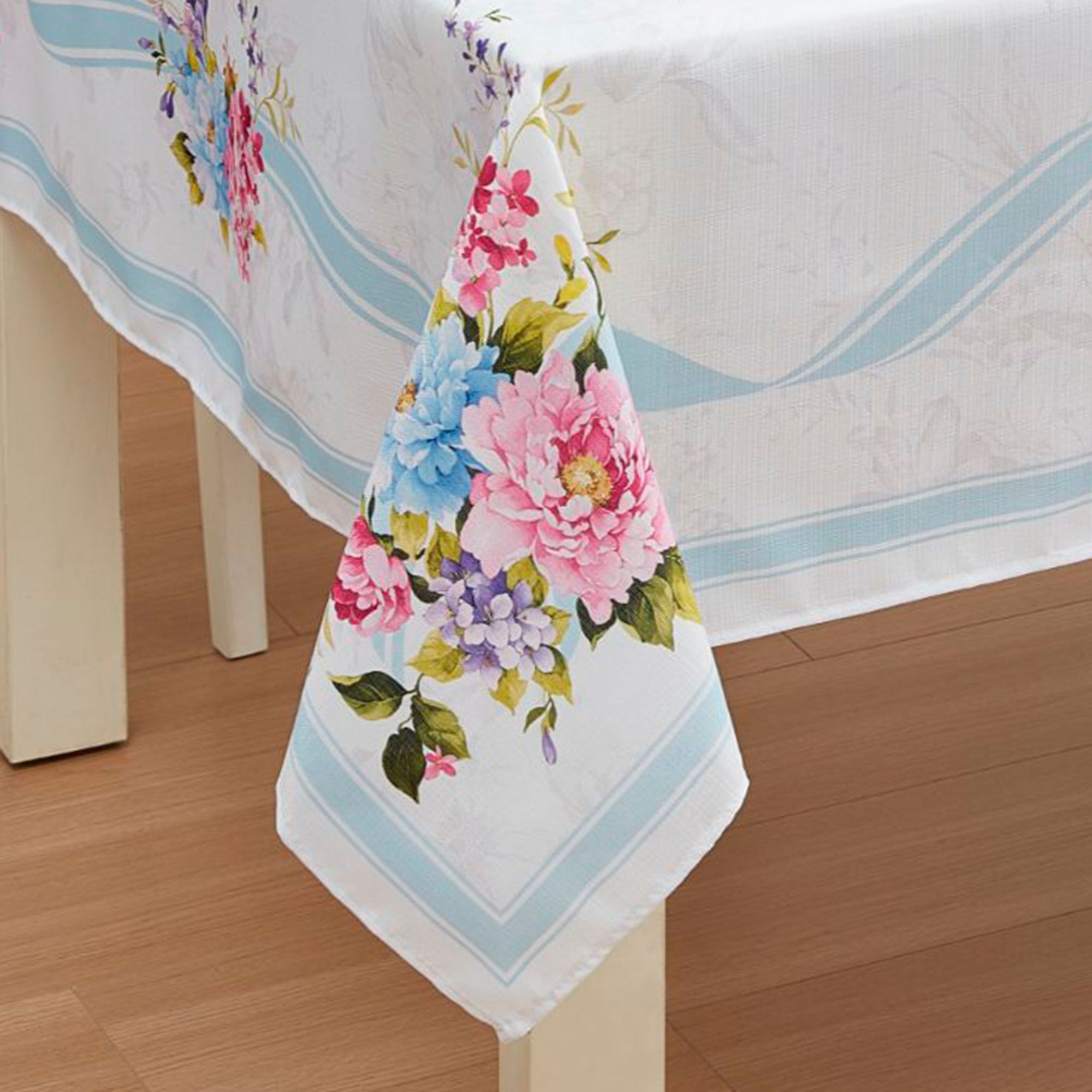 Blooming Rose Square Tablecloth White 52 Square
