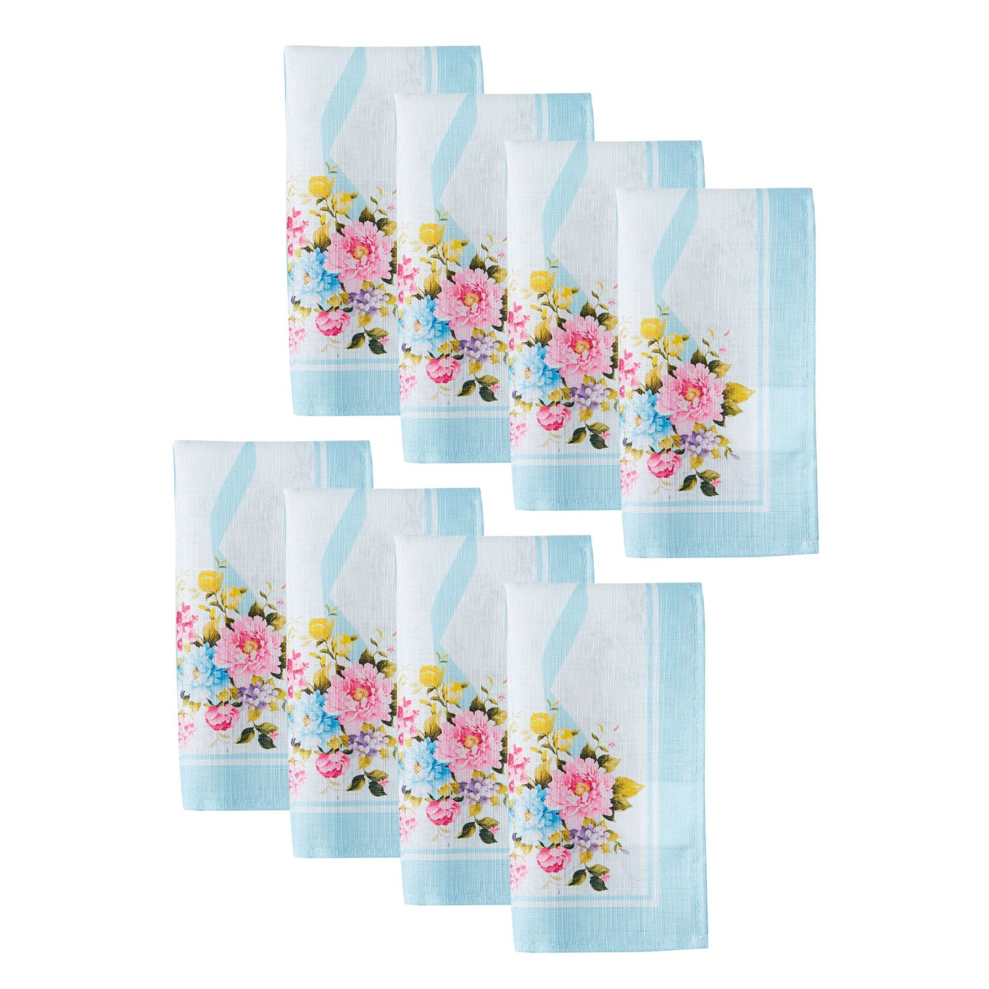 Blooming Rose Napkins White Set of Eight