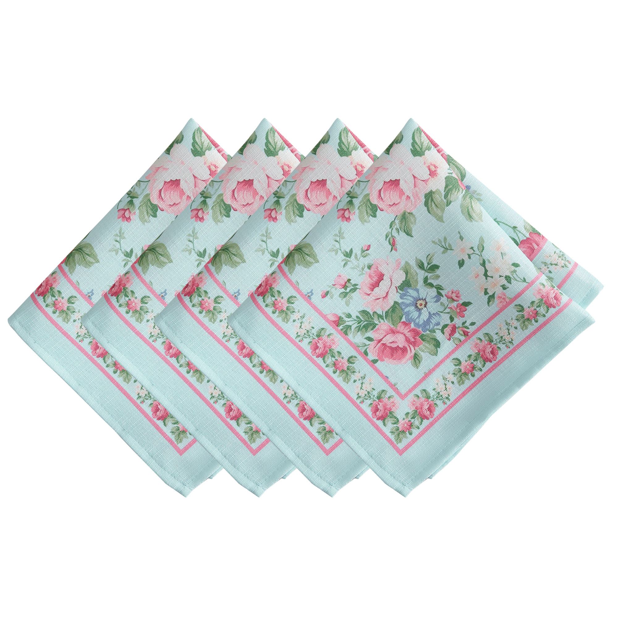 Timeless Floral Napkins Pastel Blue Set of Four