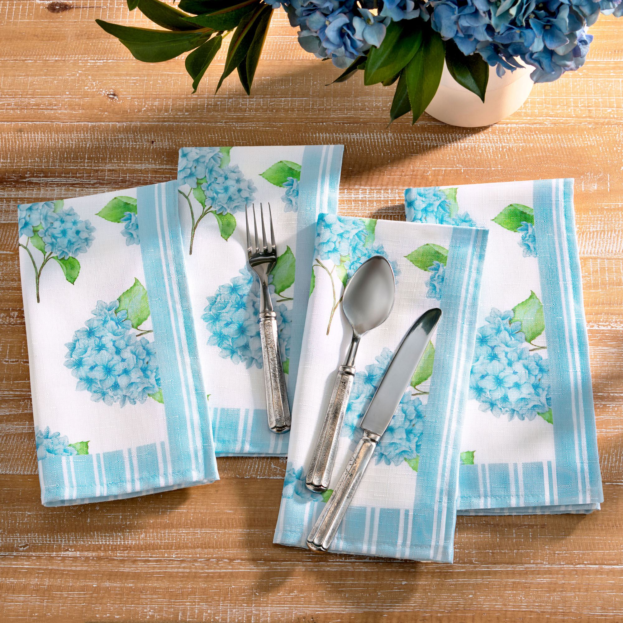 Seaside Hydrangea Napkins White Set of Four