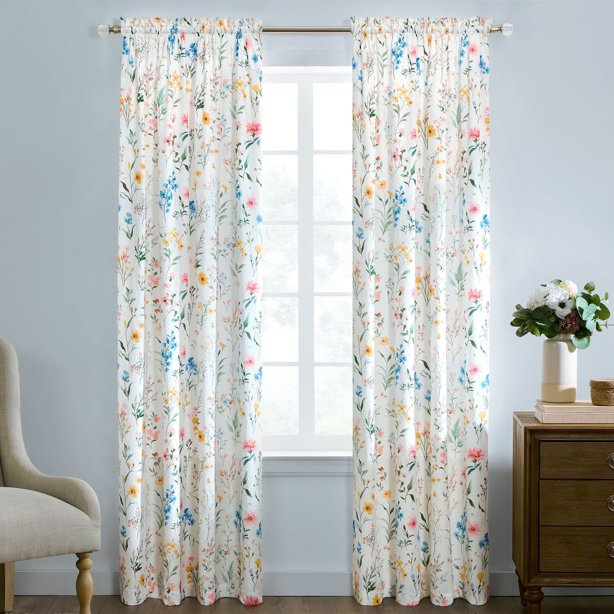 Spring Field Curtain Panel White