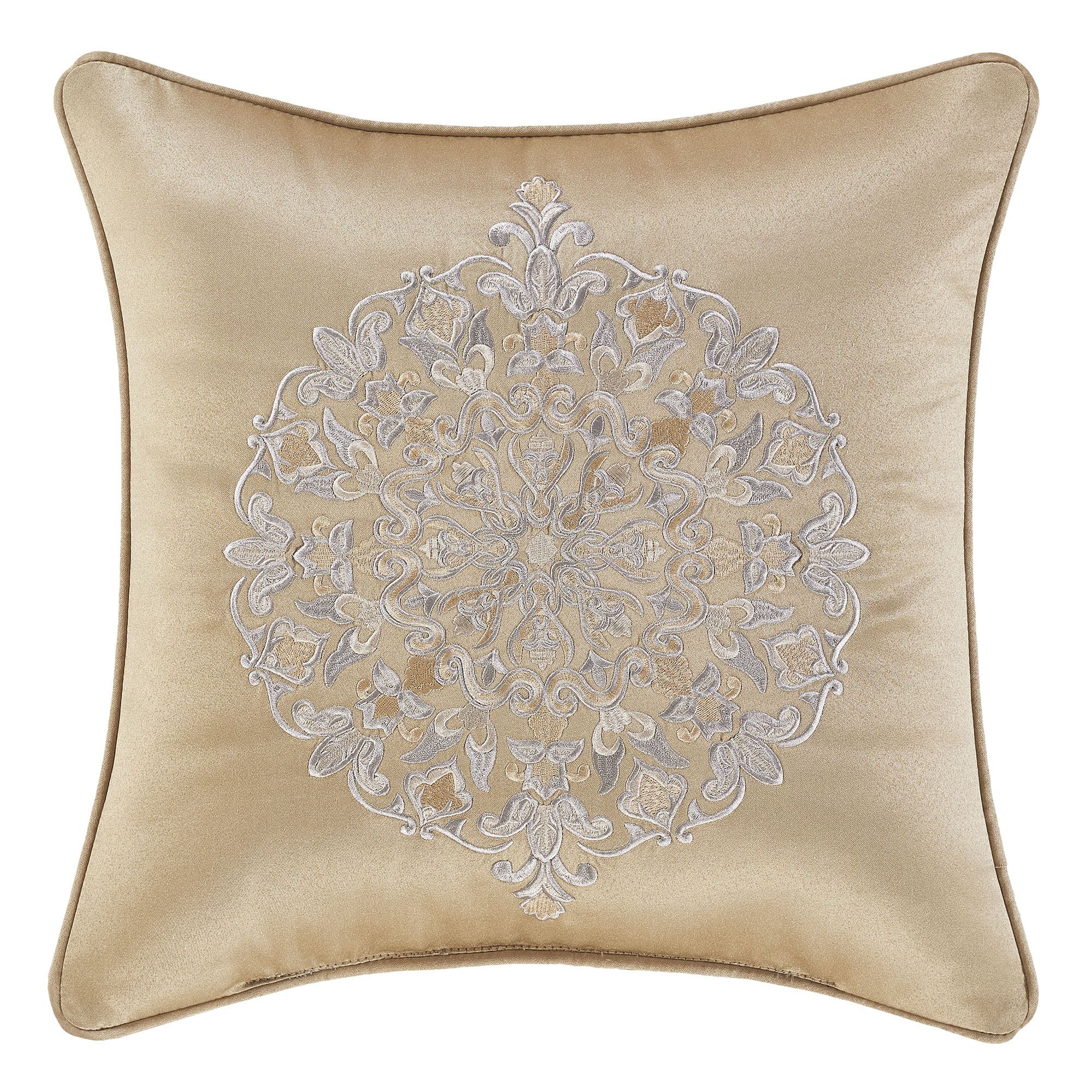 Romero Embroidered Pillow Almond 18 Square