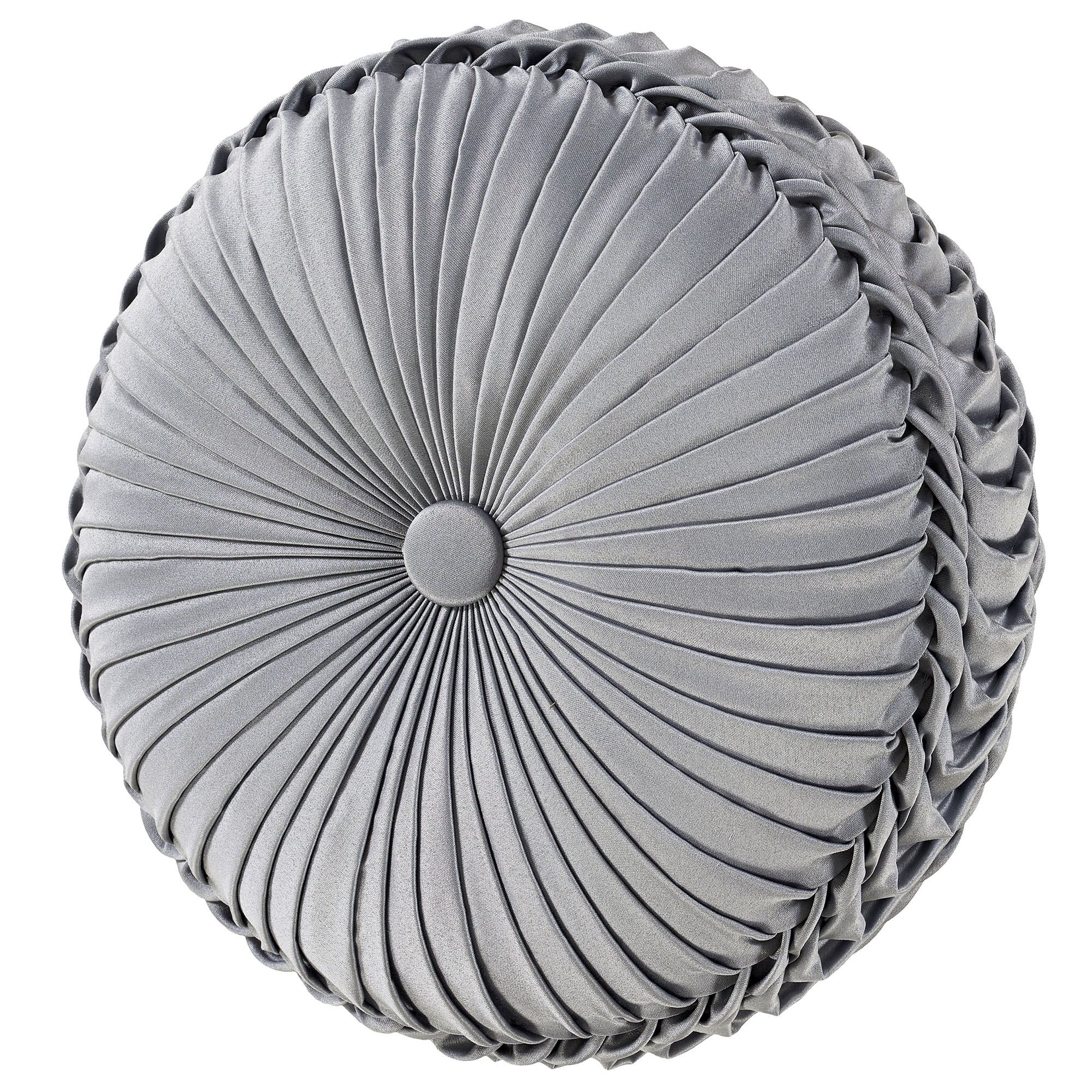 Romero Pleated Tufted Pillow Silver Round