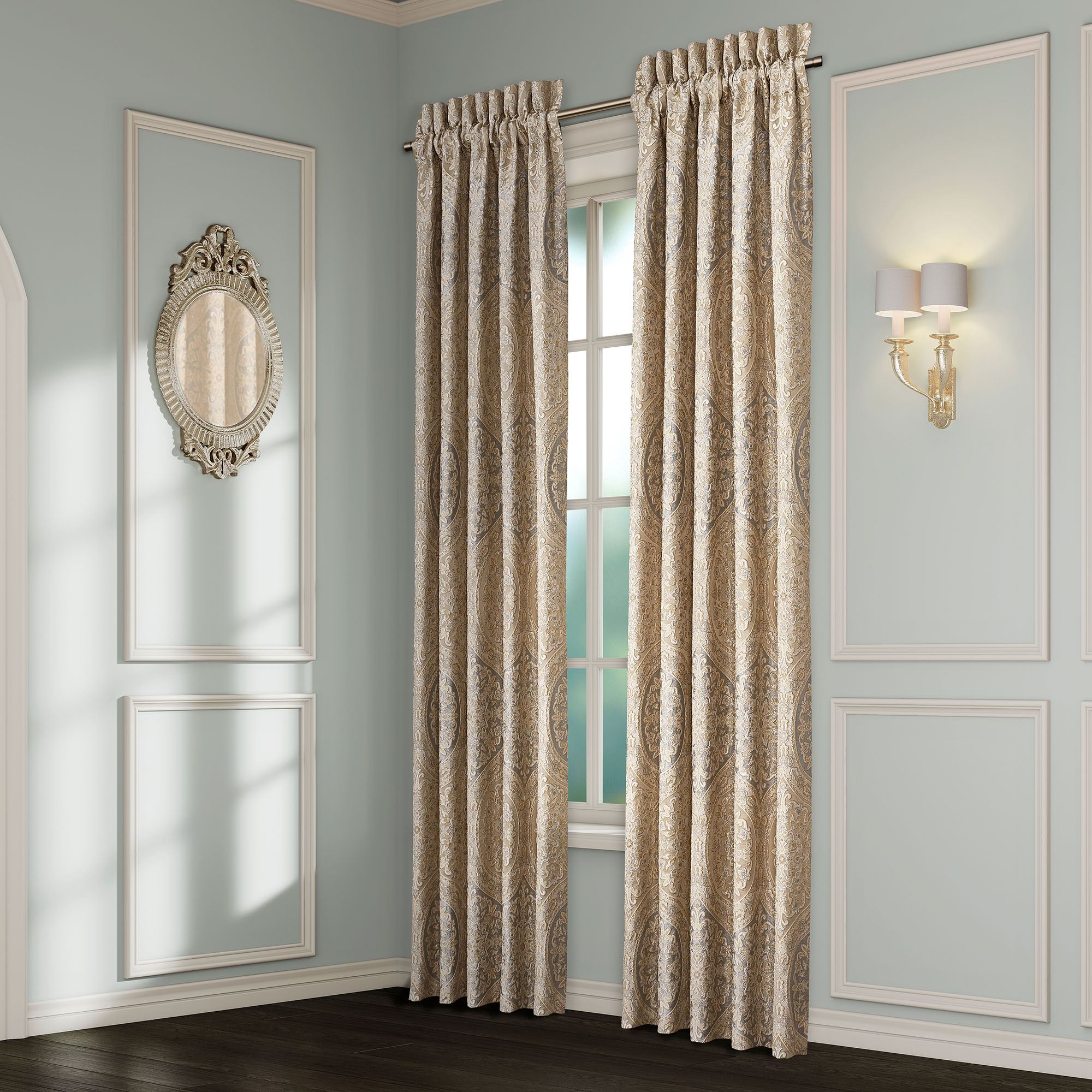 Romero Wide Tailored Curtain Pair Almond