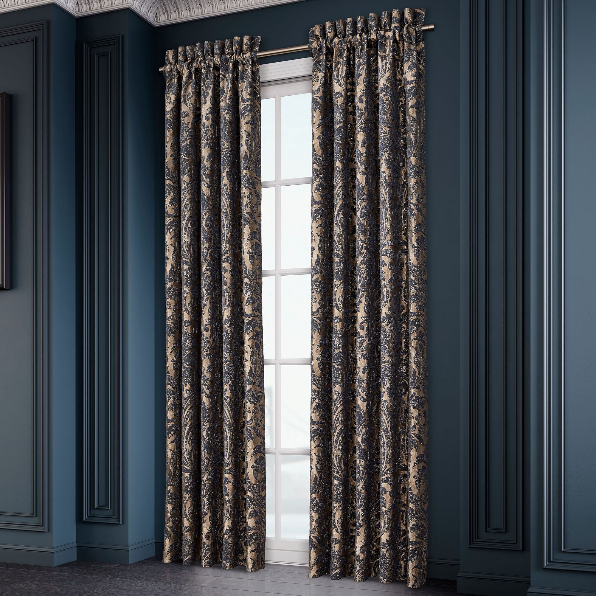 Glimmerstone Wide Tailored Curtain Pair Indigo