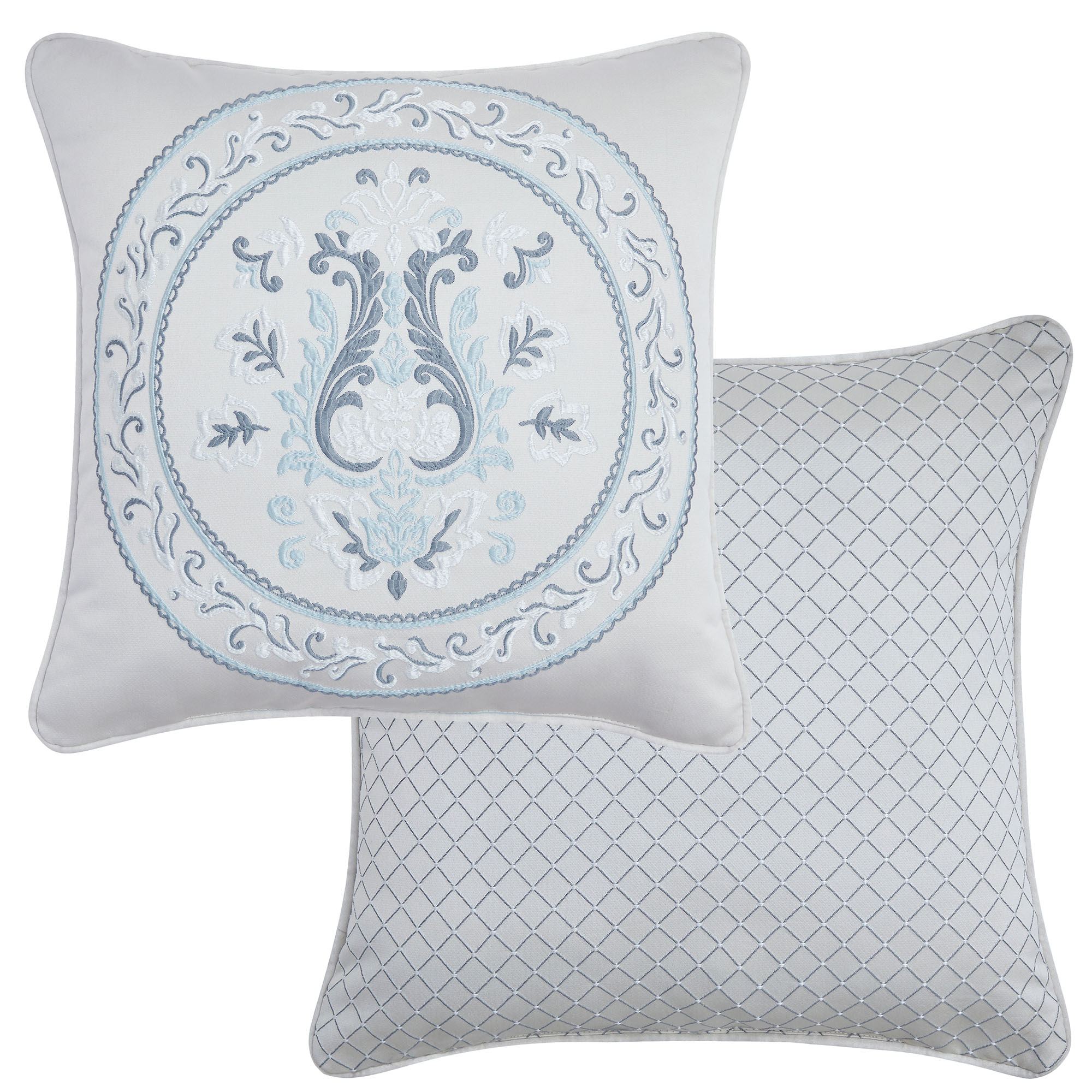 Boulevard Reversible Medallion Pillow Silver 18 Square