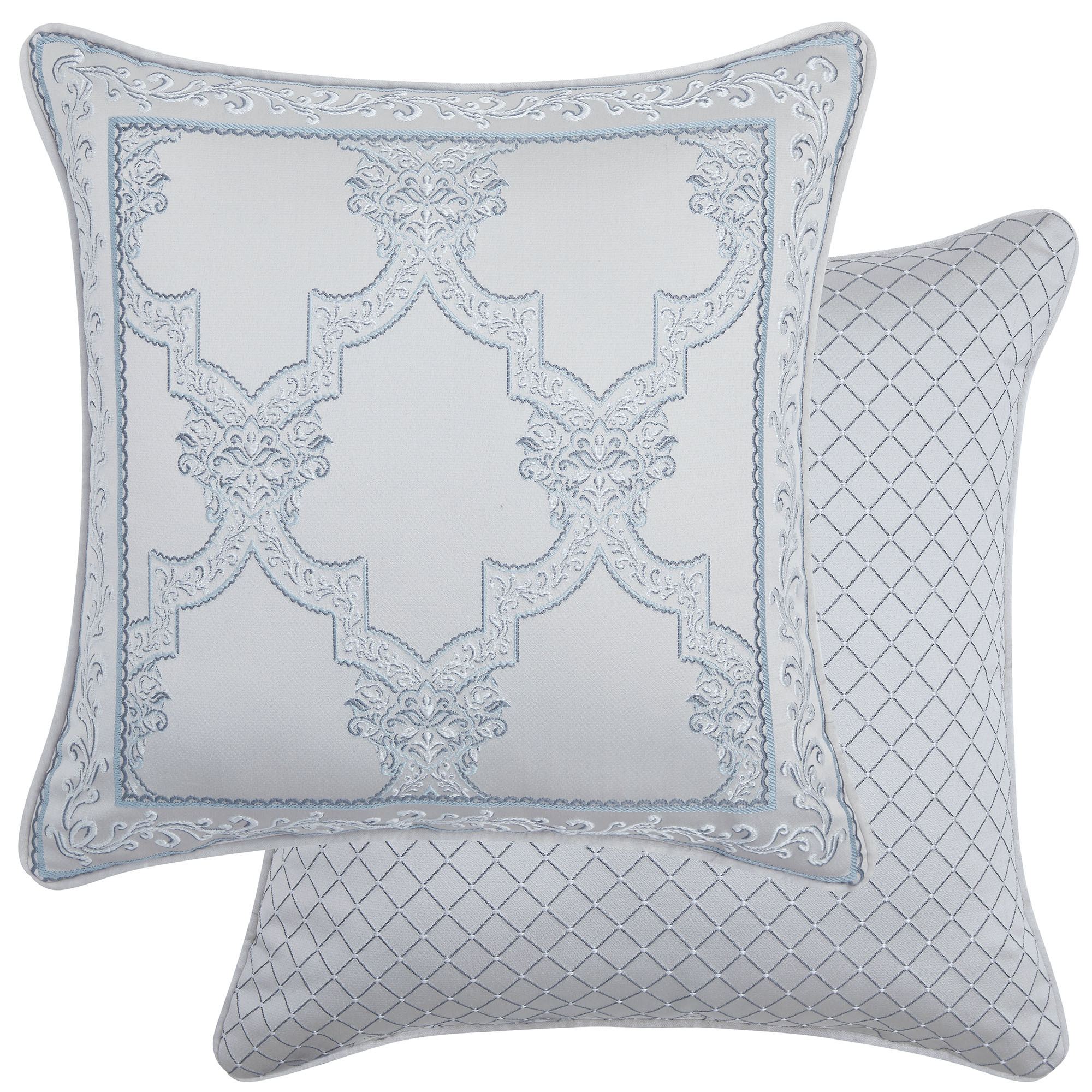 Boulevard Reversible Quatrefoil Pillow Silver 18 Square