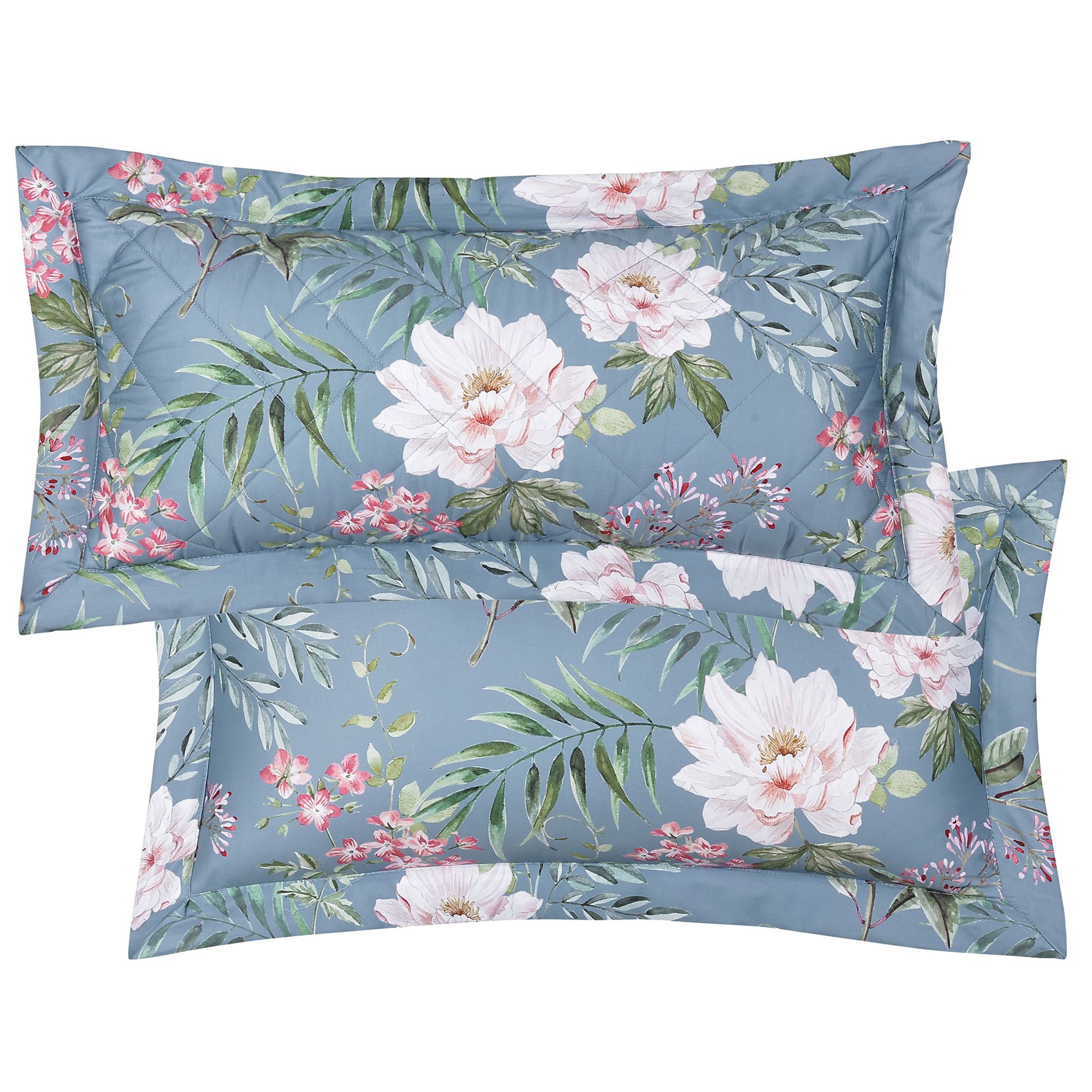 Savannah Blue Reversible Botanical Rectangle Pillow