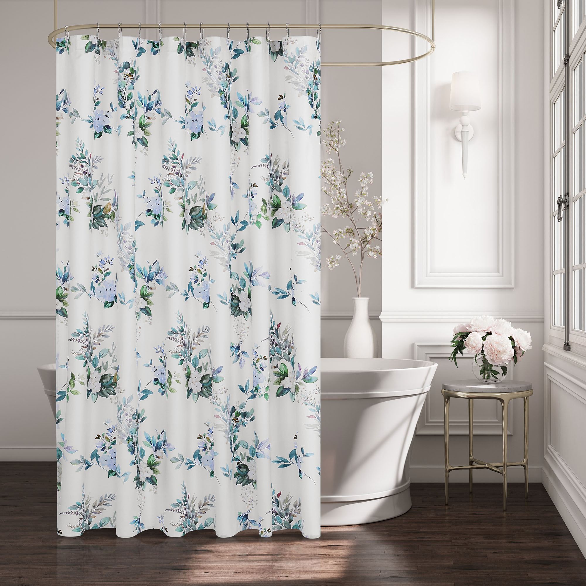 Meadow Floral Shower Curtain White 72 x 72