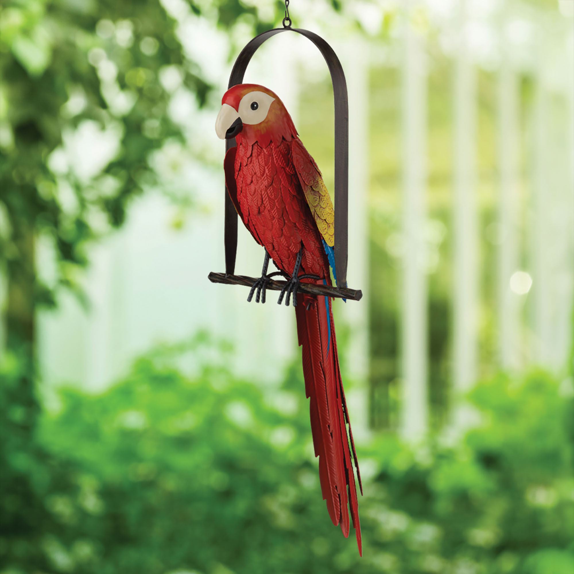 Macaw Parrot on Swing Hanging Accent Red