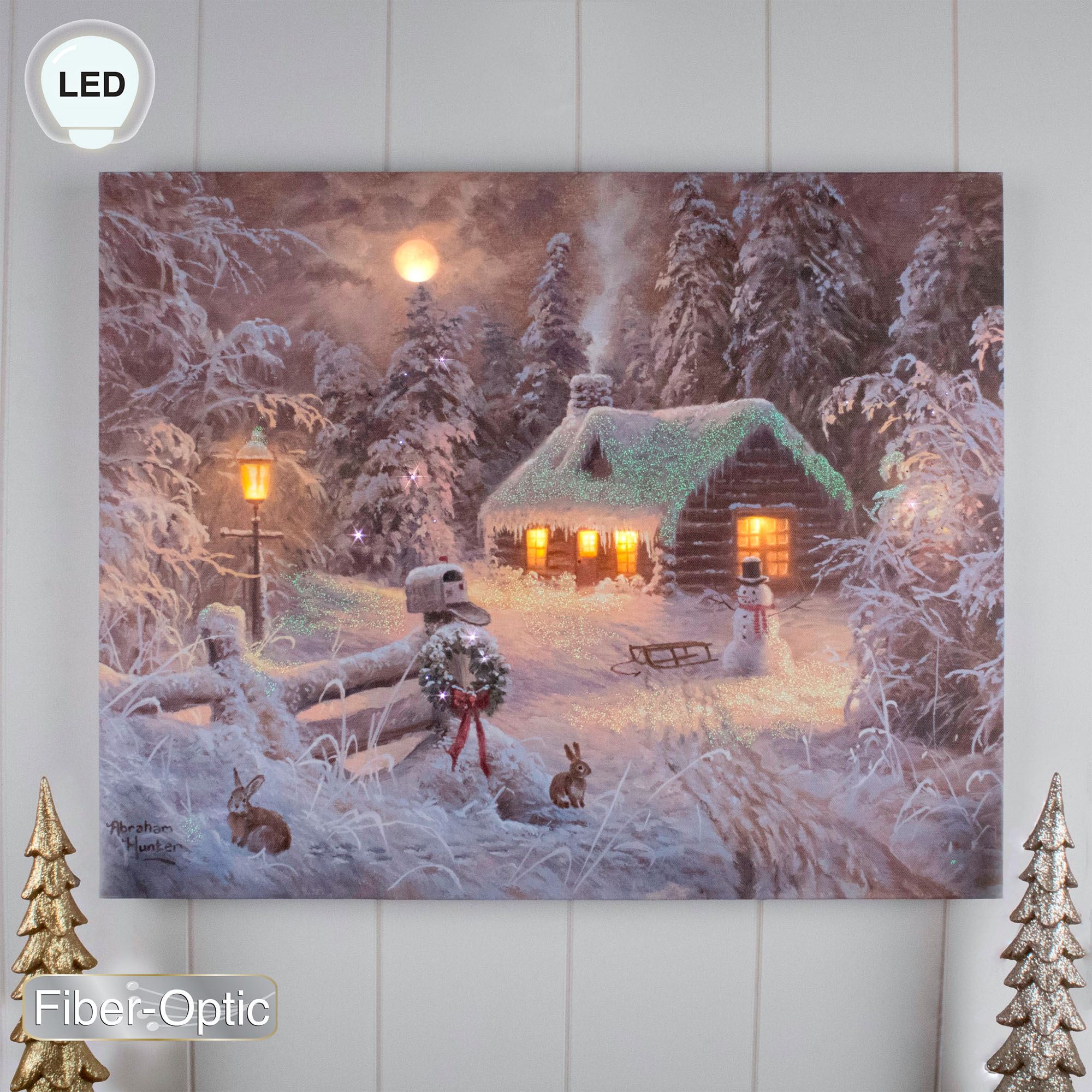 Holiday Home Lighted Canvas Wall Art Multi Earth