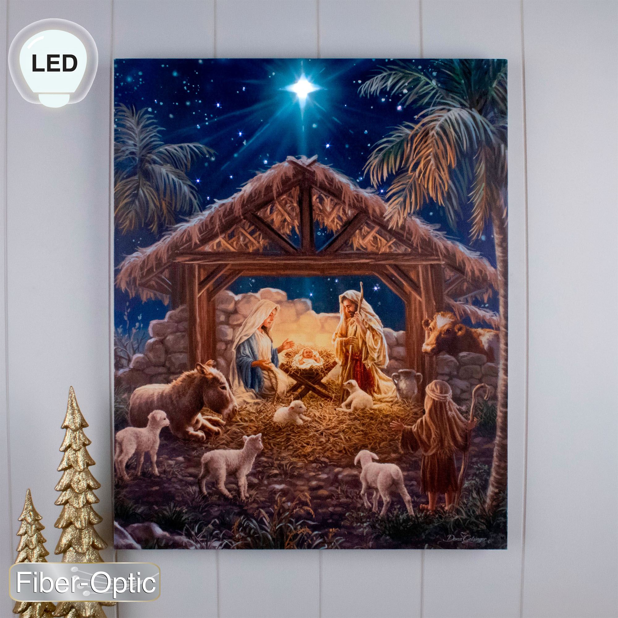 Oh Night Divine Lighted Canvas Wall Art Multi Warm