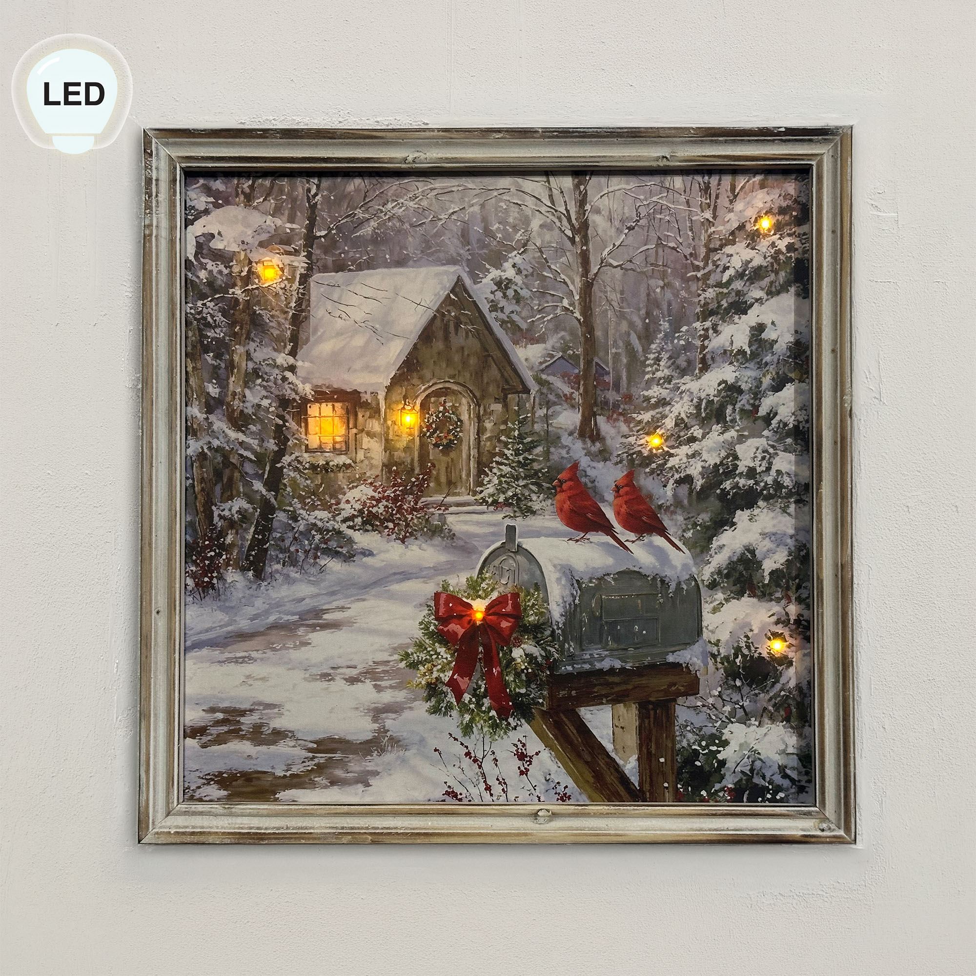 Winter Cottage Framed Print Wall Art Multi Warm