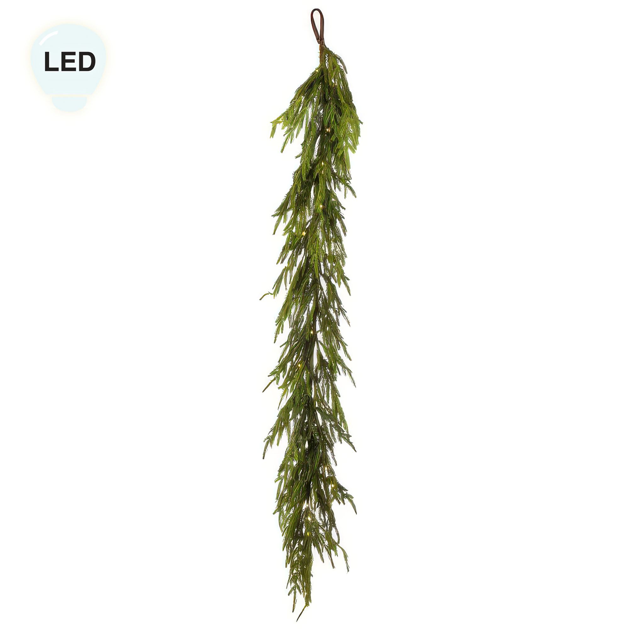 Norfolk Pine Lighted Garland Green