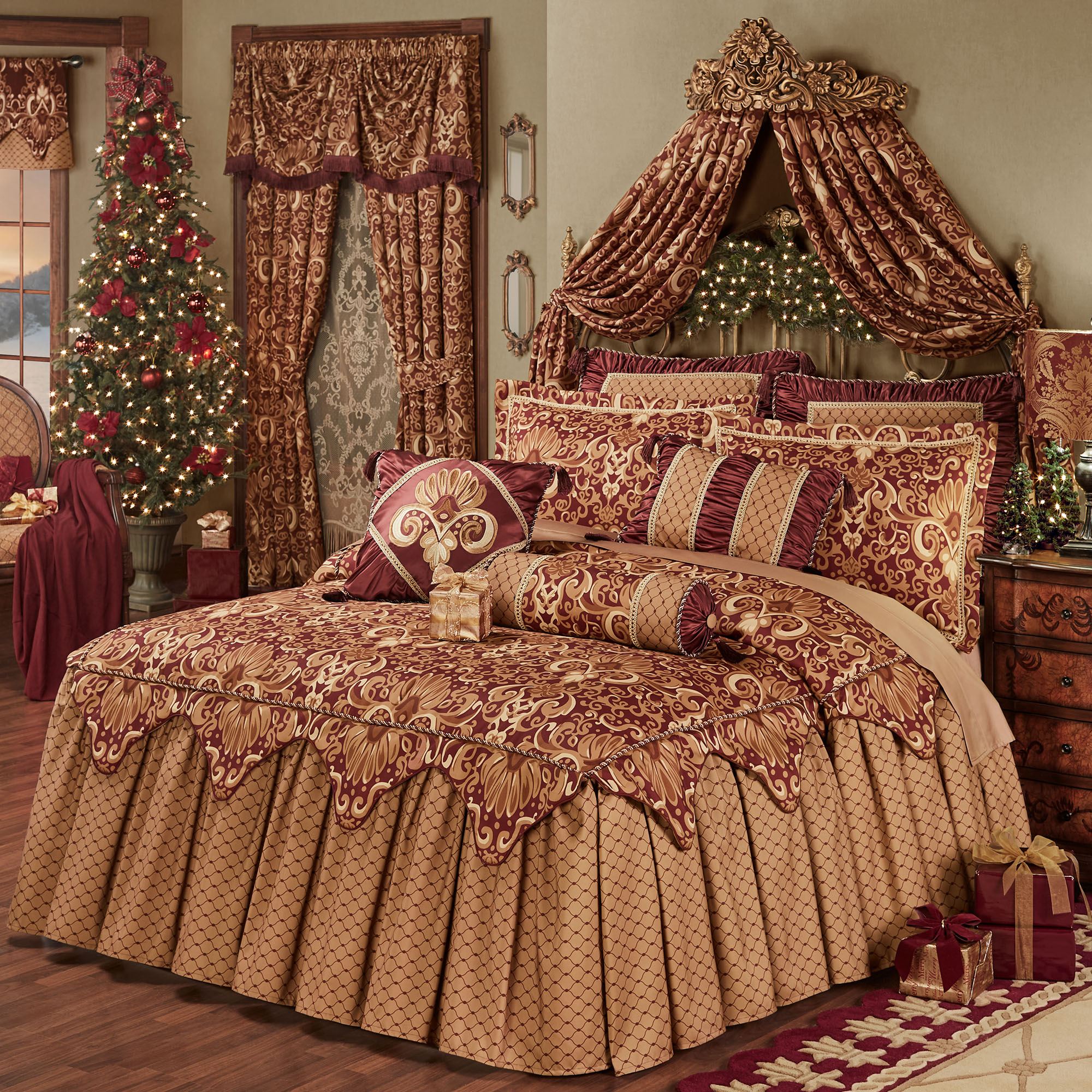 Empress Grande Bedspread Set Wine