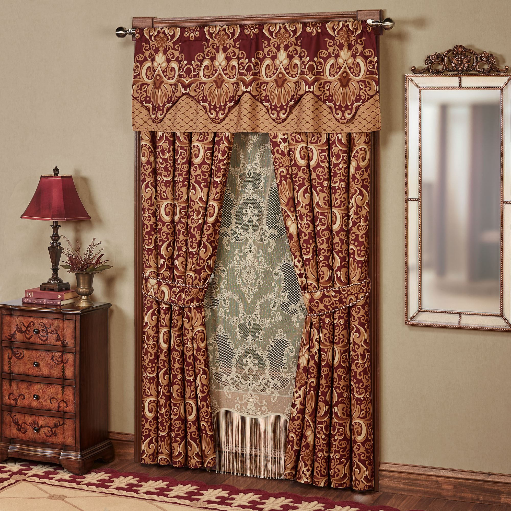 Empress Layered Valance Wine 56 x 20