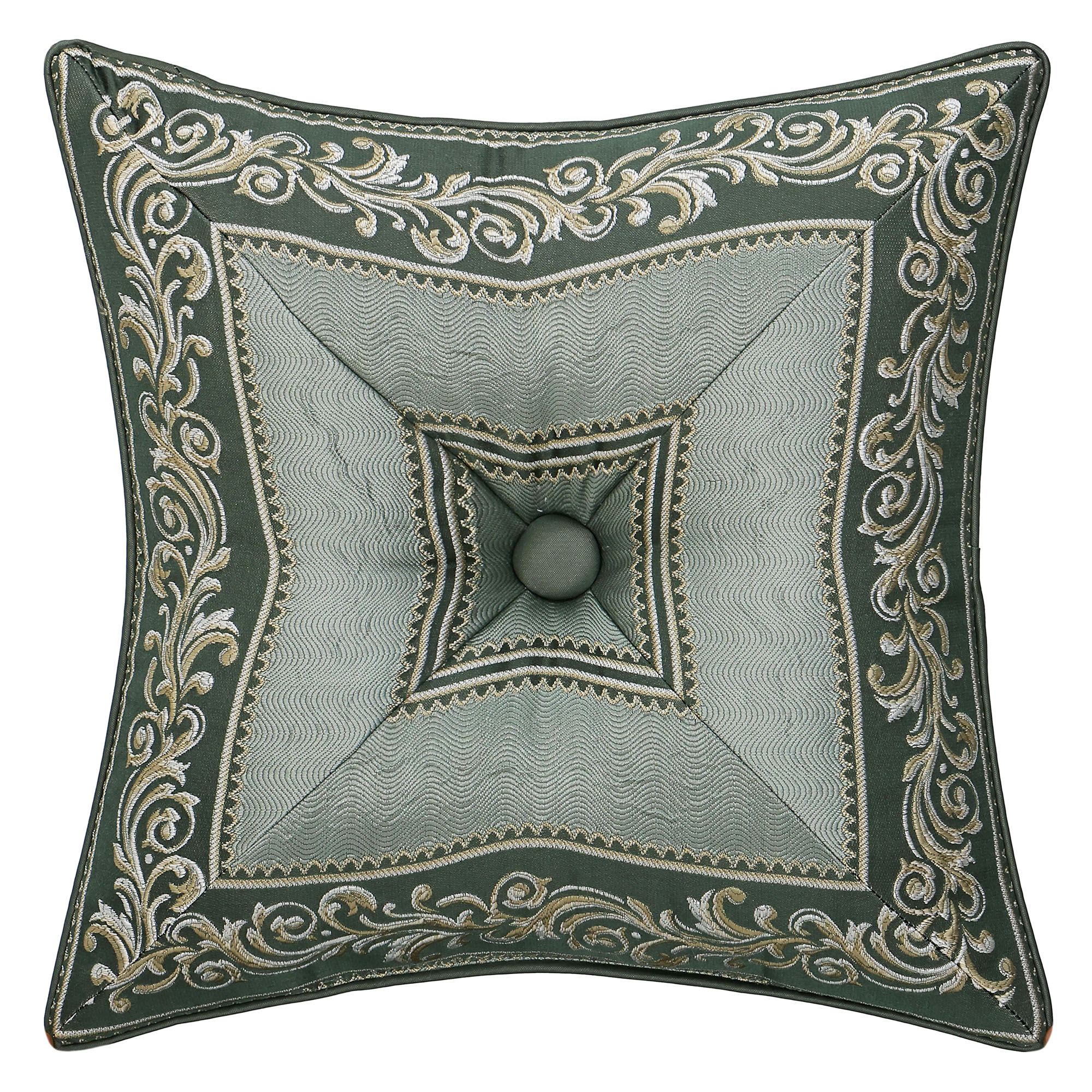 Alina Tufted Pillow Dark Green 18 Square