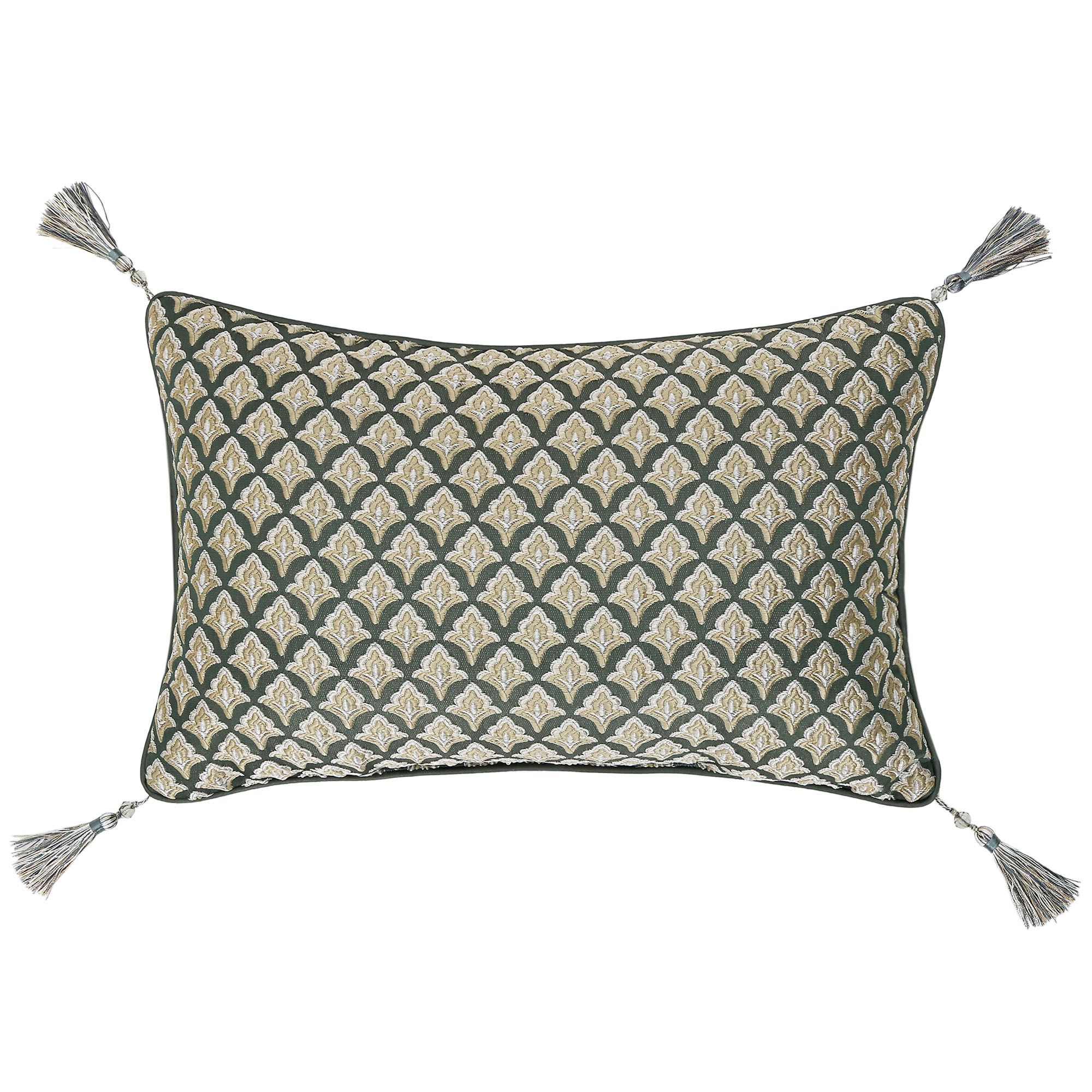 Alina Tasseled Accent Rectangle Pillow Dark Green