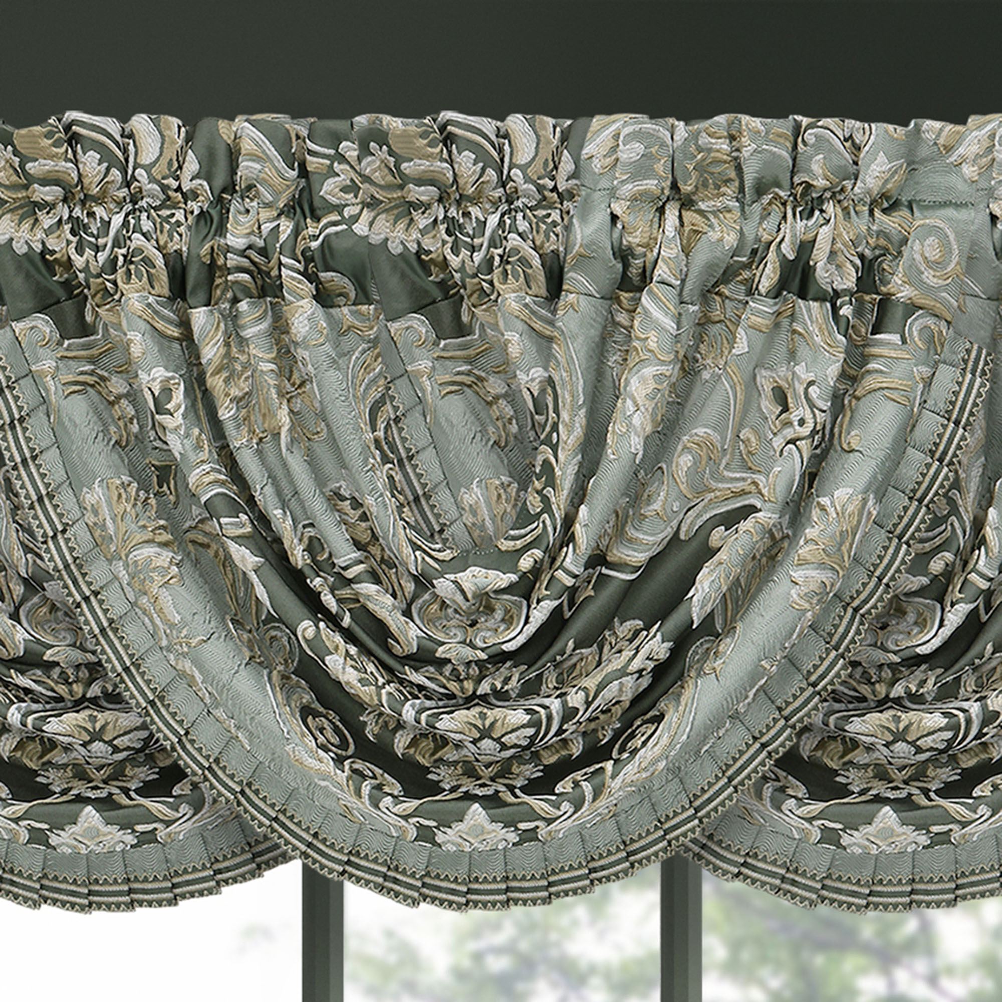 Alina Waterfall Valance Dark Green 43 x 33