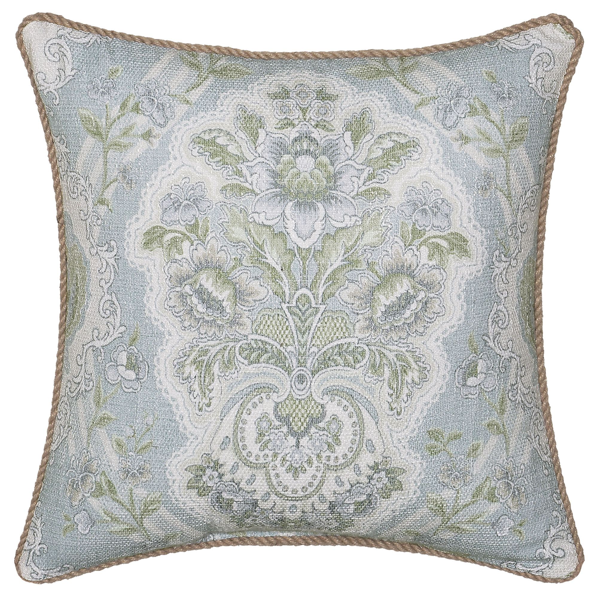 Pasadena Printed Damask Pillow Blue 20 Square