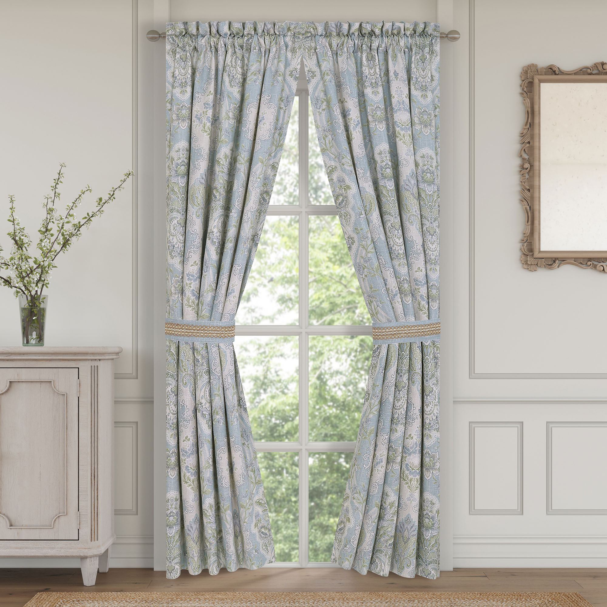 Pasadena Wide Tailored Curtain Pair Blue