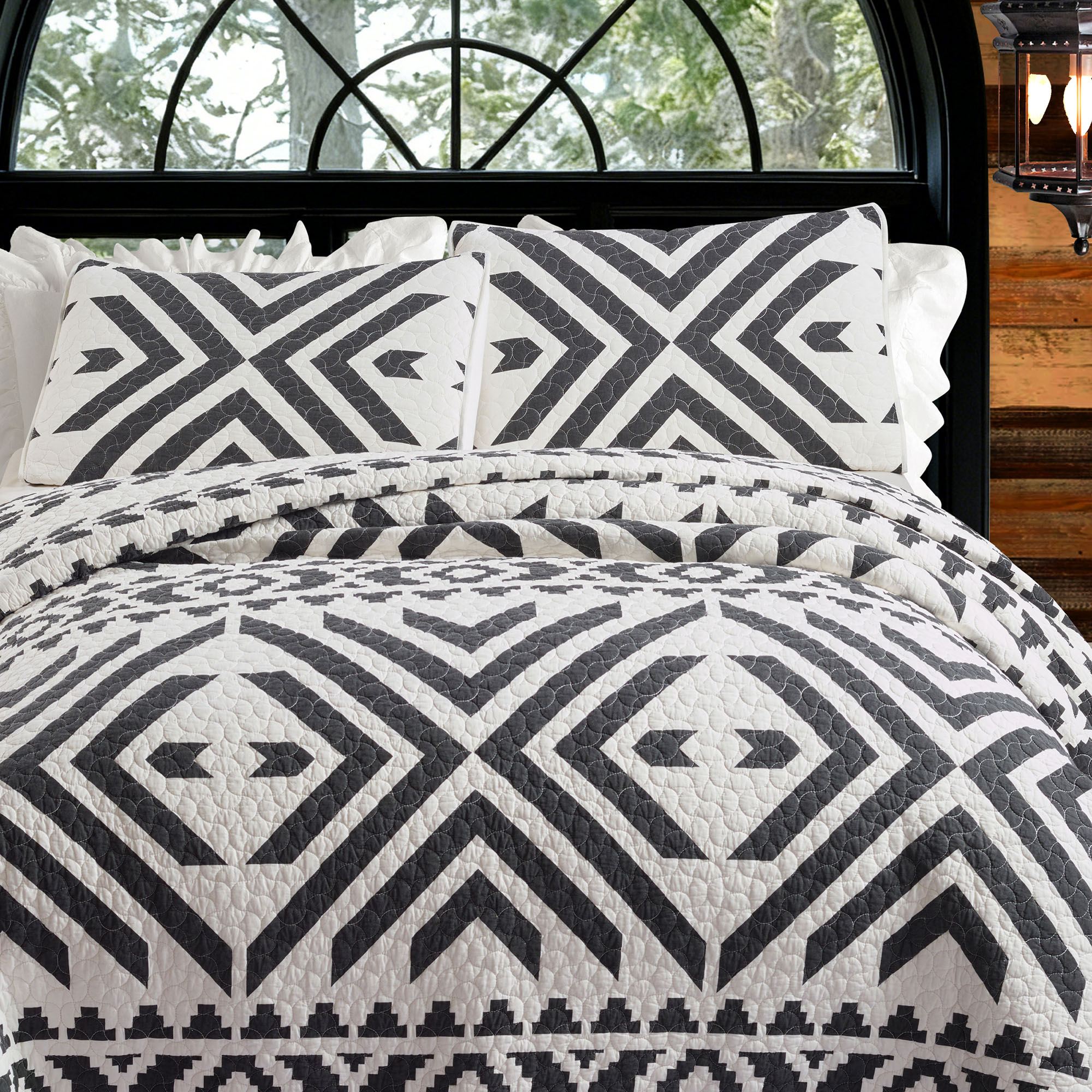 Queen Ranch Mini Quilt Set Black/White