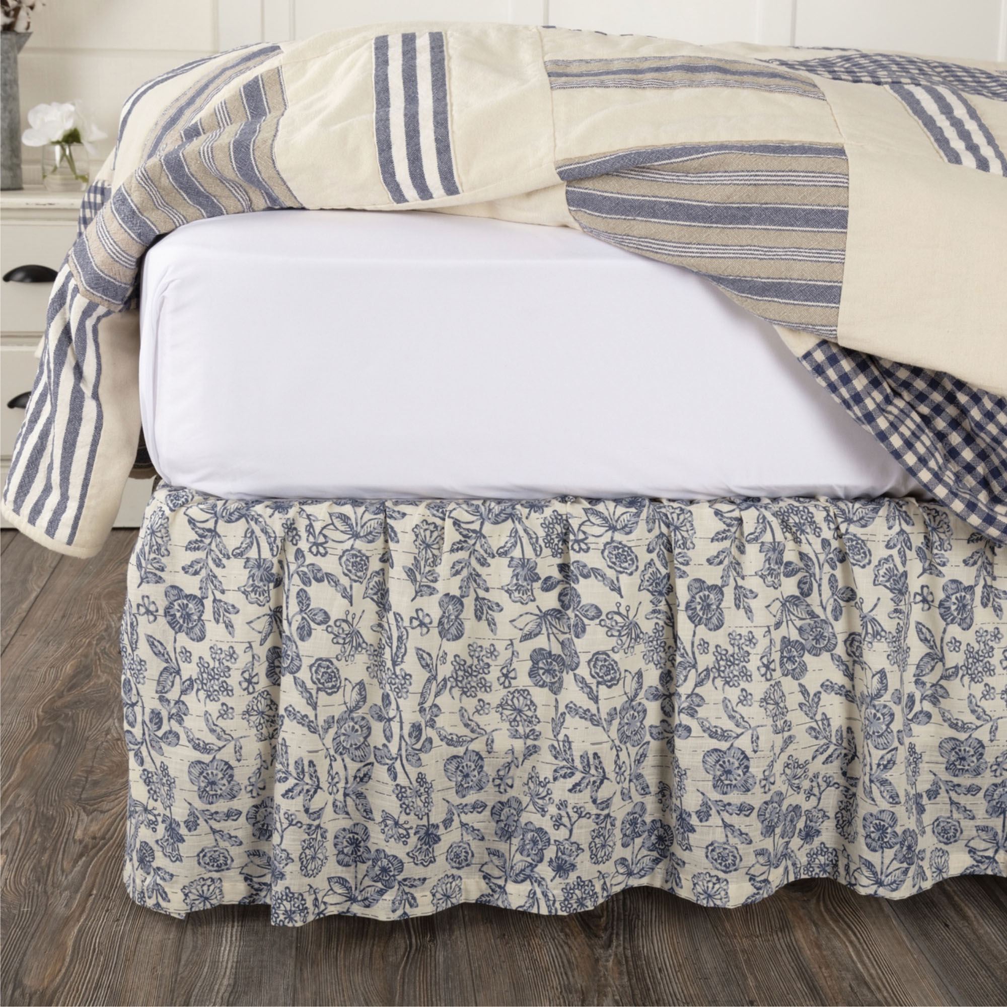 Doylestown Gathered Bedskirt Denim