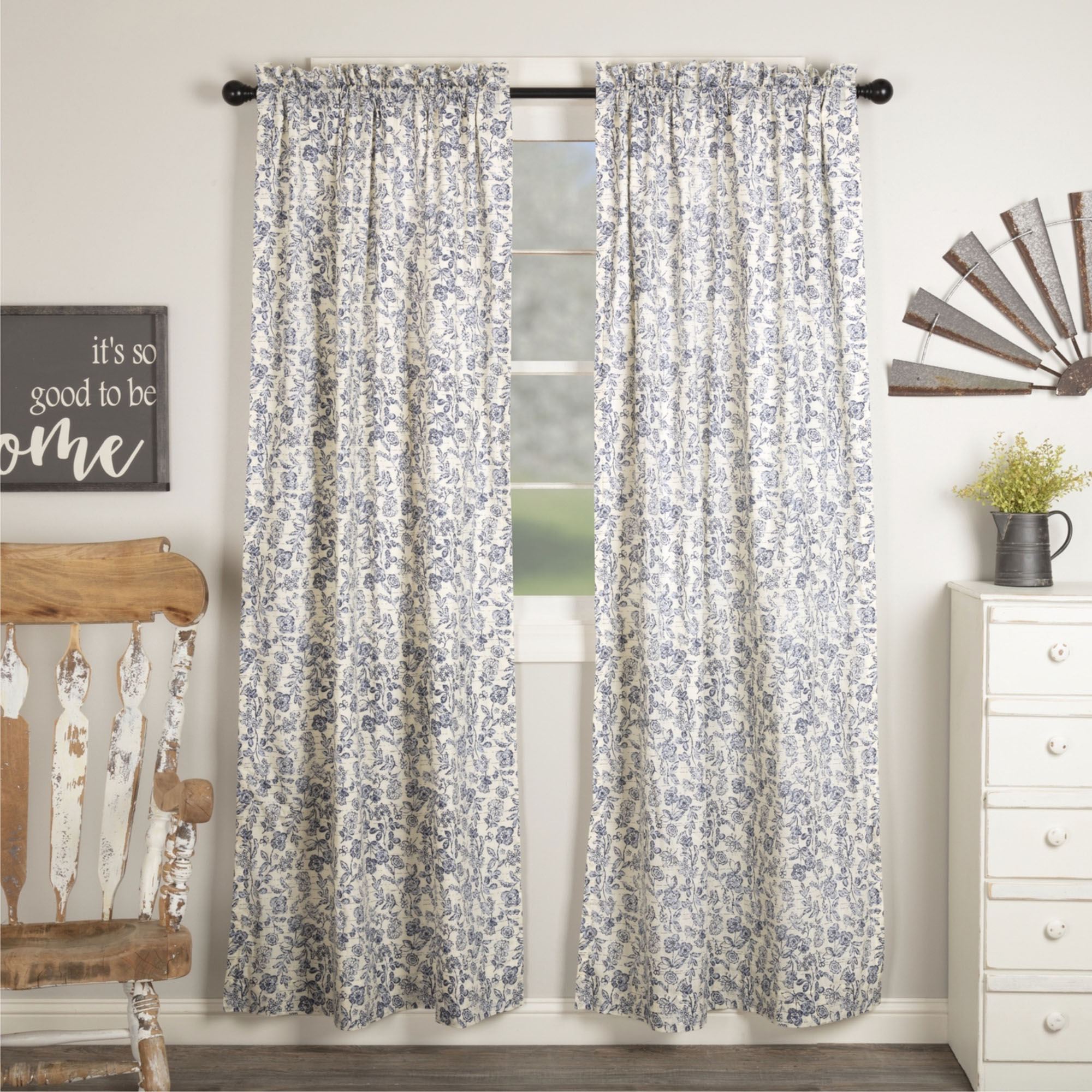 Doylestown Tailored Curtain Pair Denim 80 x 84