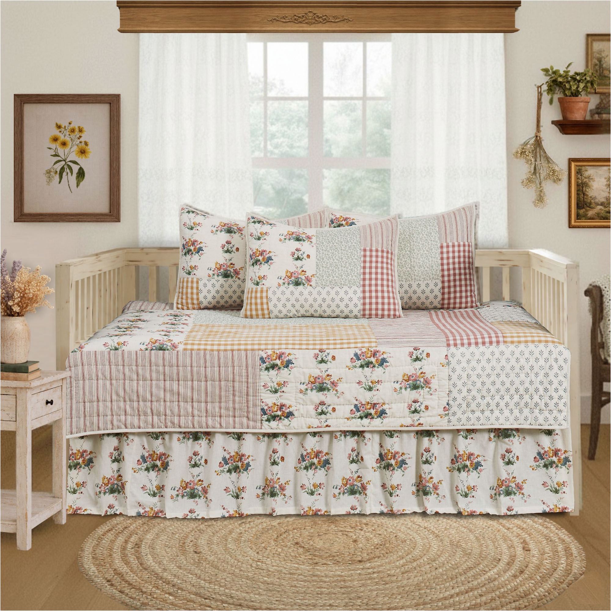 Floral Gingham Patchwork Daybed Set Multi Warm Daybed