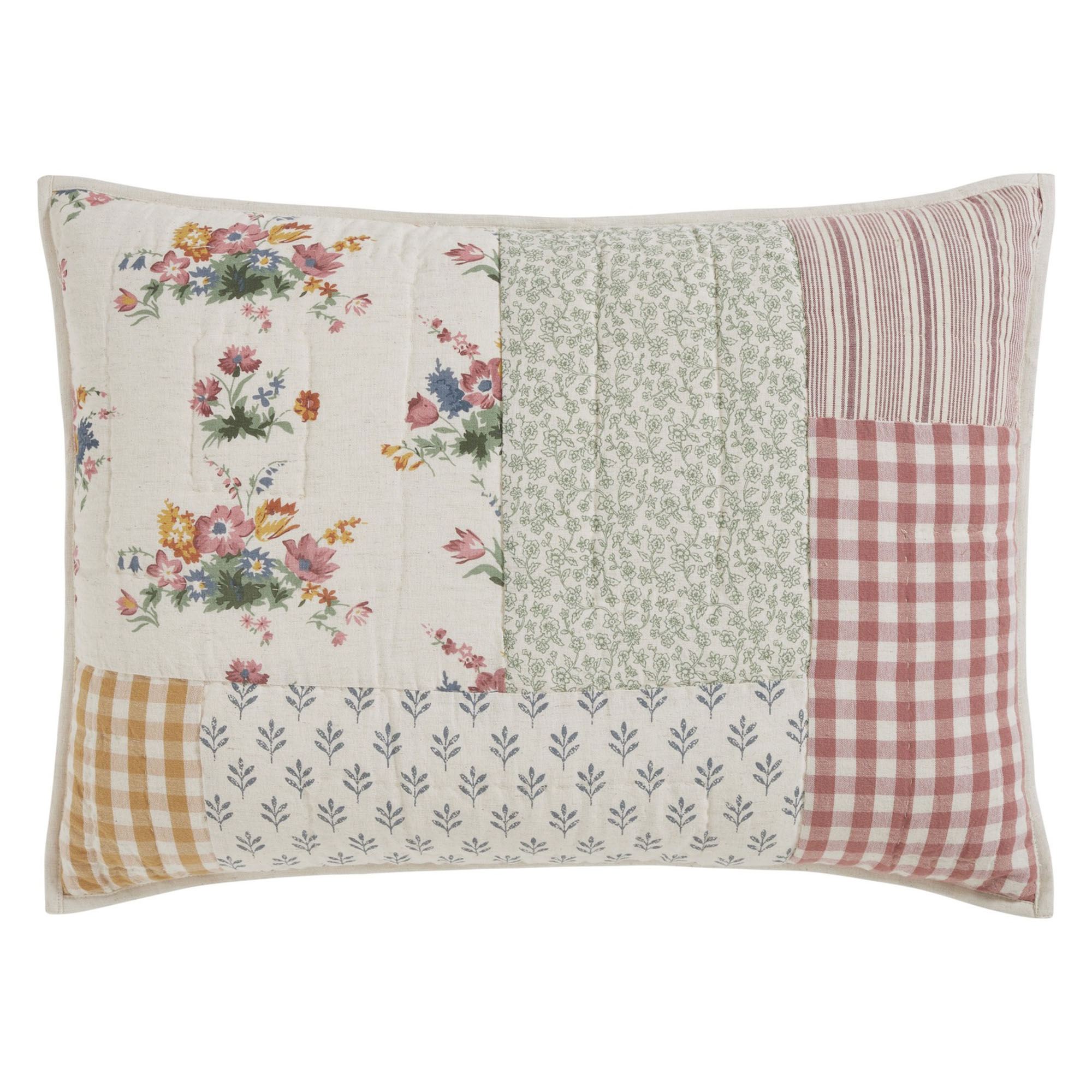 Floral Gingham Quilted Patchwork Sham Only Multi Warm