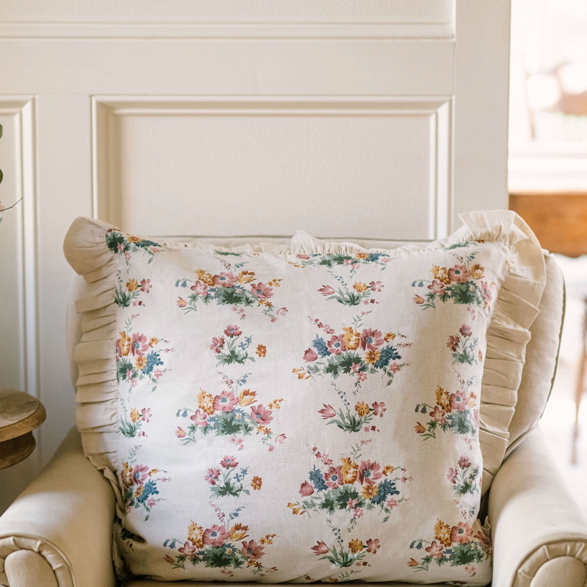 Floral Ruffled Flanged European Sham Only Multi Warm