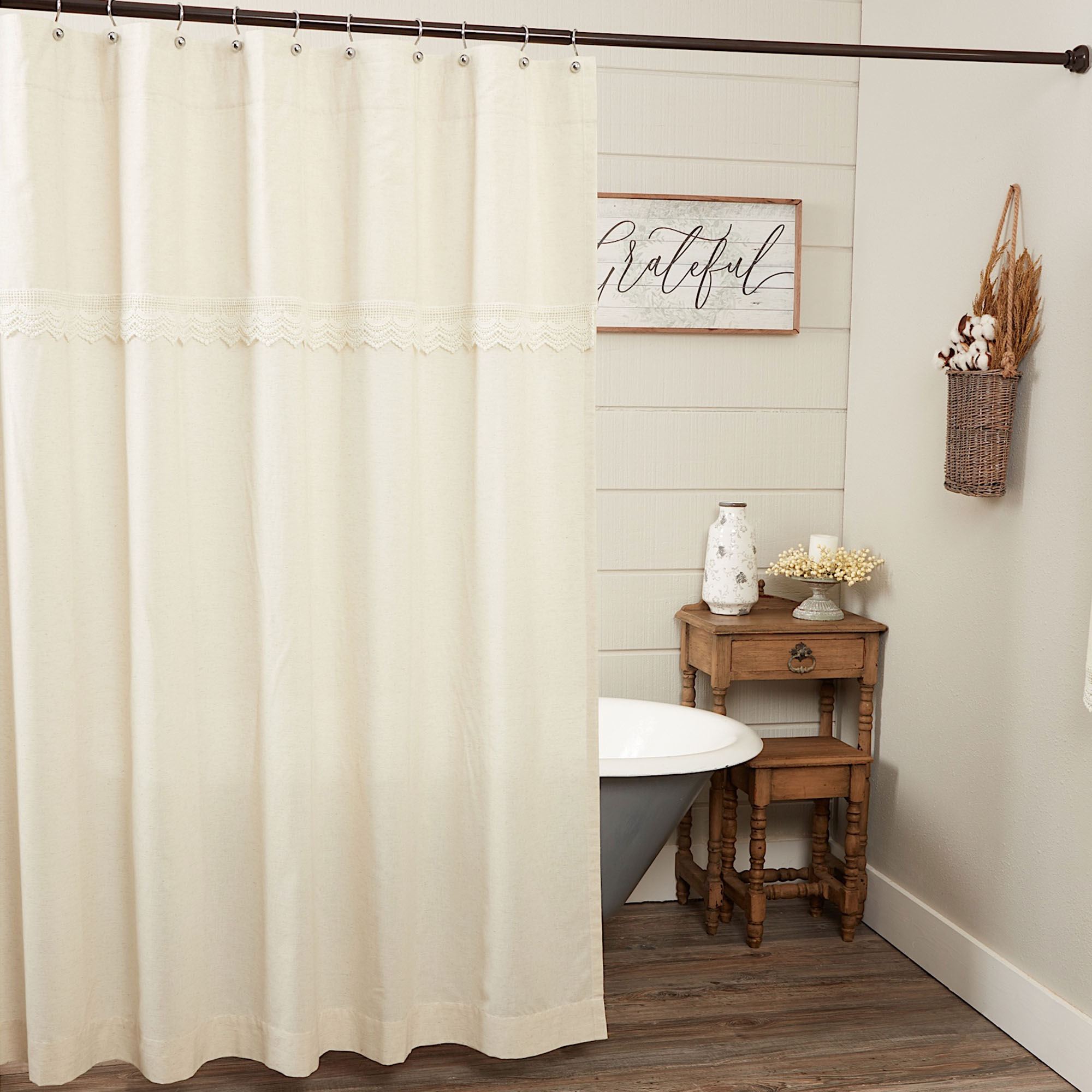 Flax and Lace Shower Curtain Natural 72 x 72