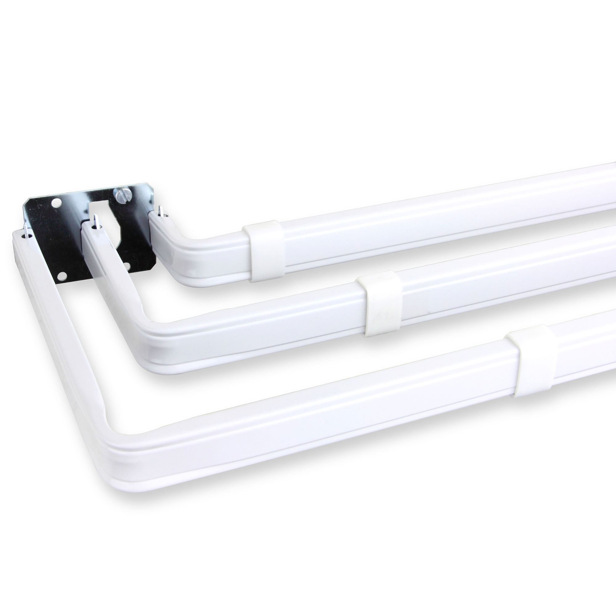 Classic Triple Curtain Rod Set White