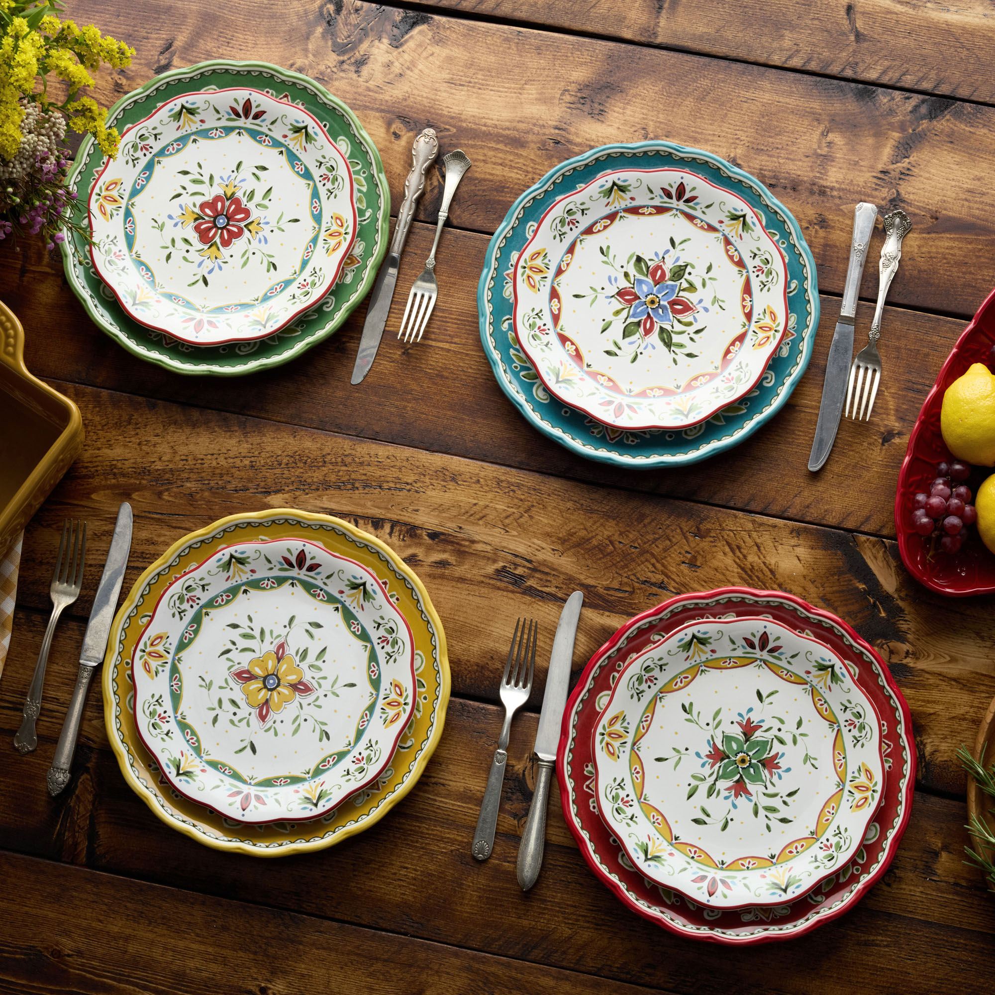 Provence Dessert Plates Multi Earth Set of Four