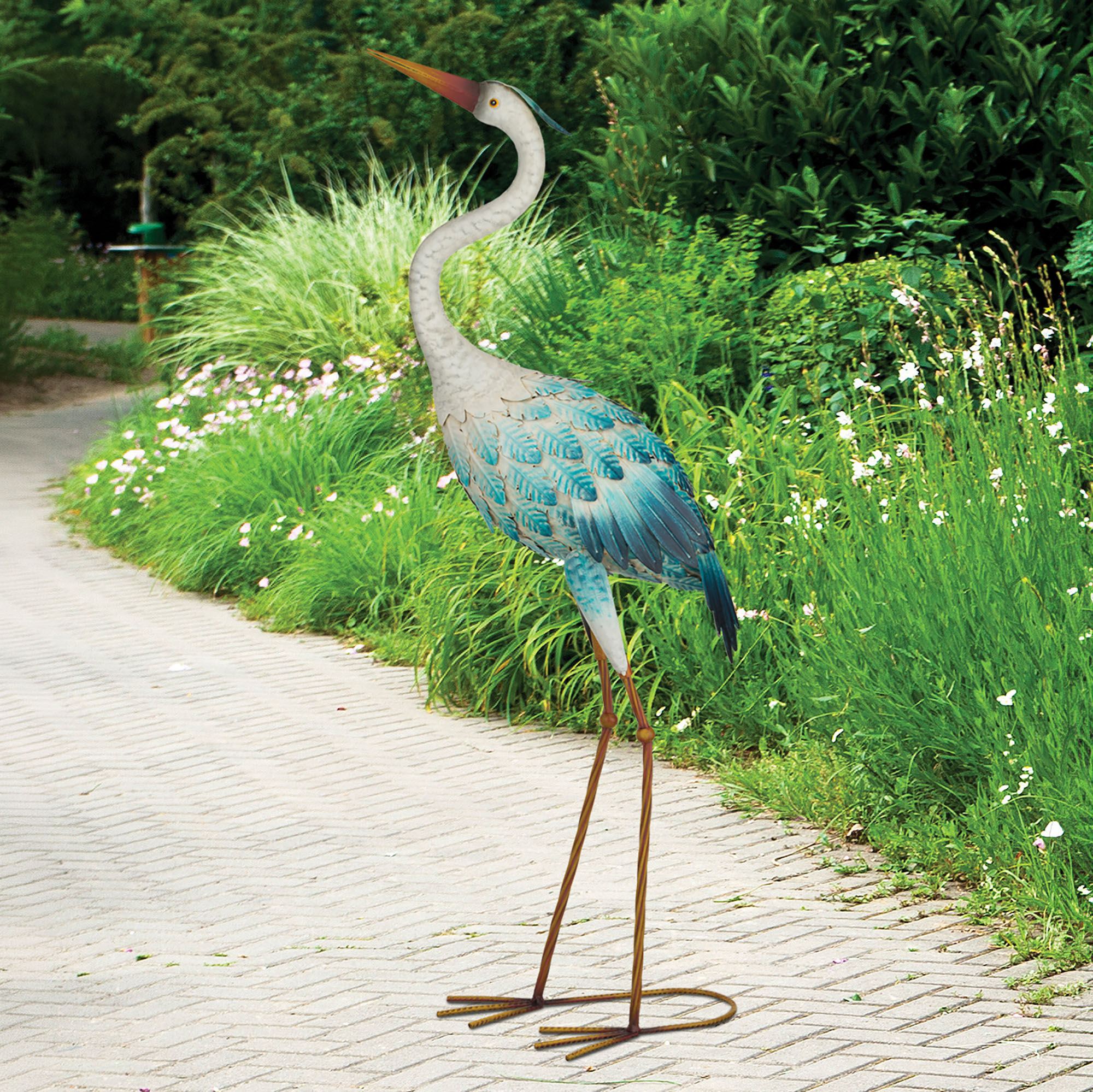 Blue Crane Wings Down Sculpture