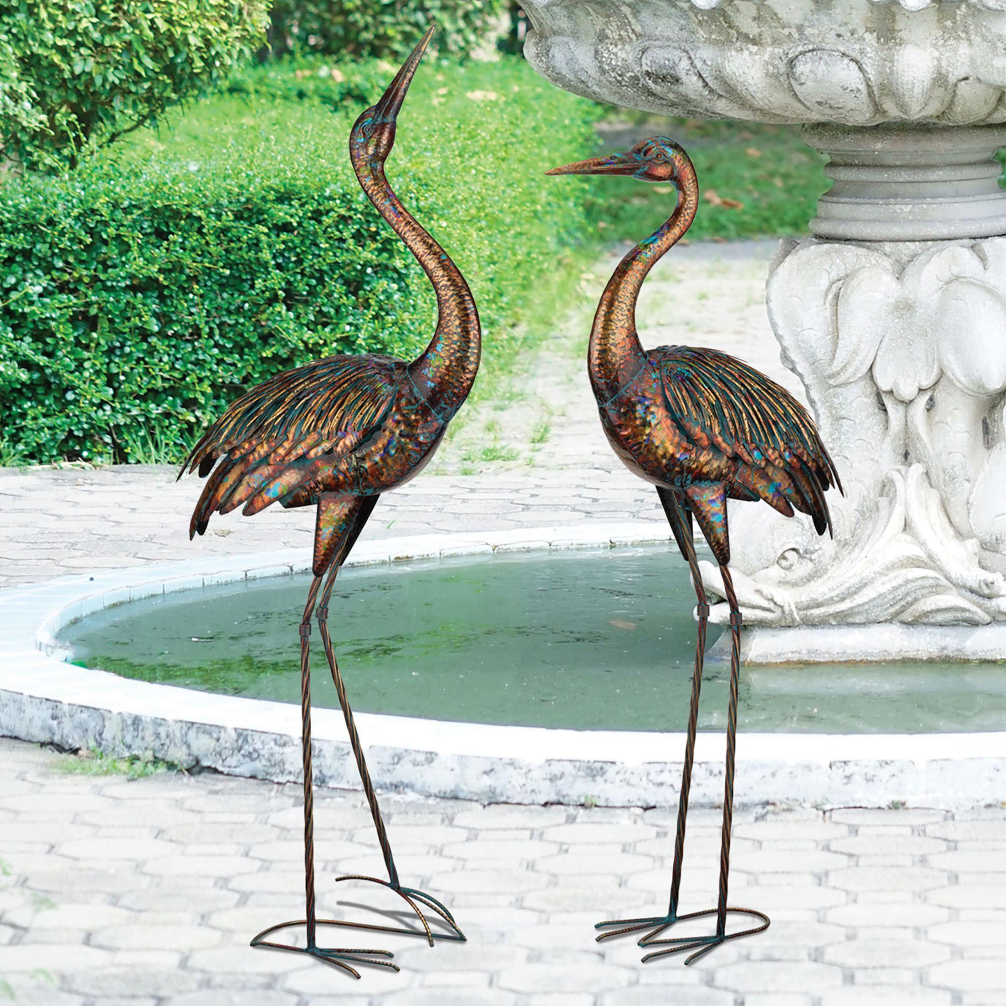 Illumine Crane Looking Up Sculpture Bronze