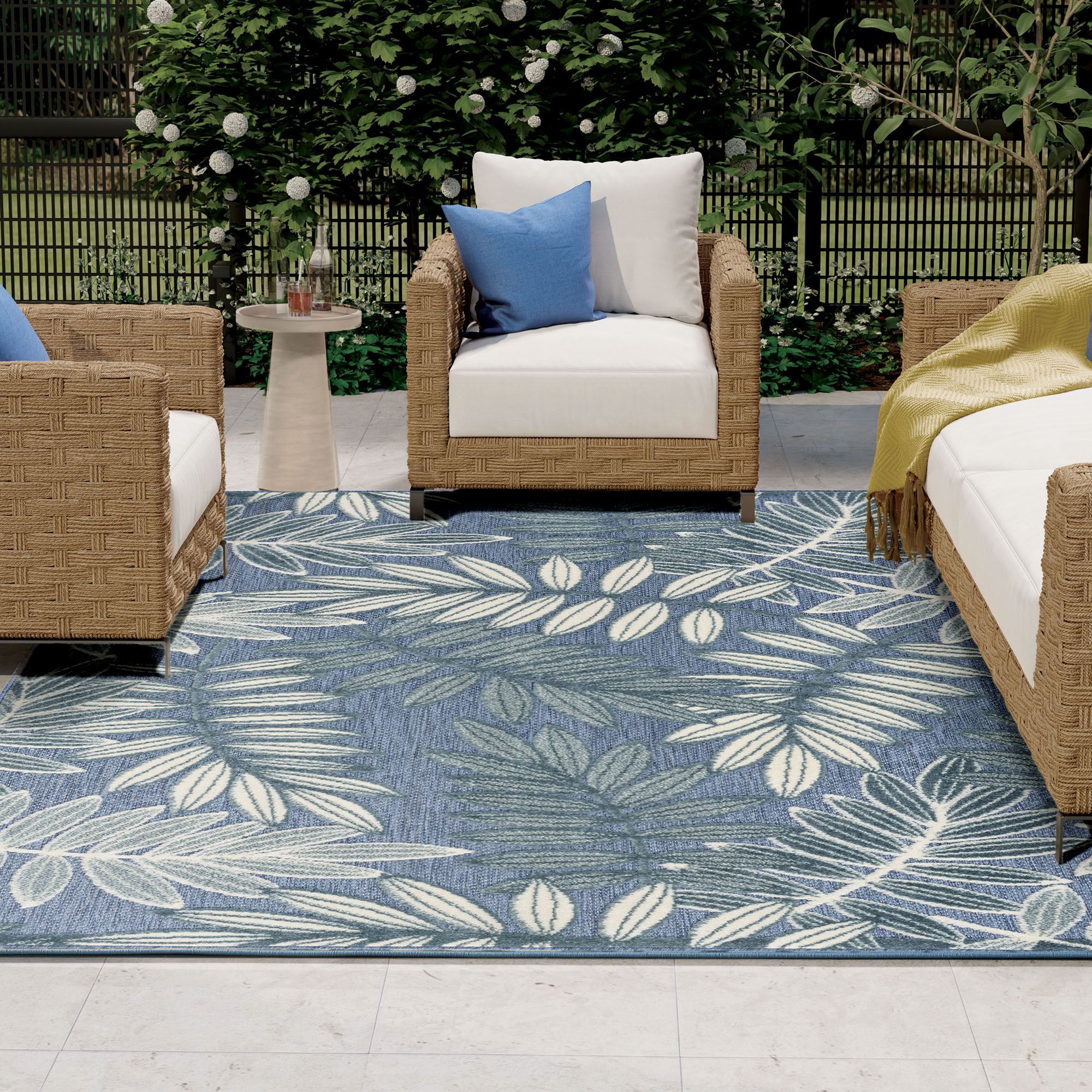 Lenora Rectangle Rug Blue/Ivory 53 x 75