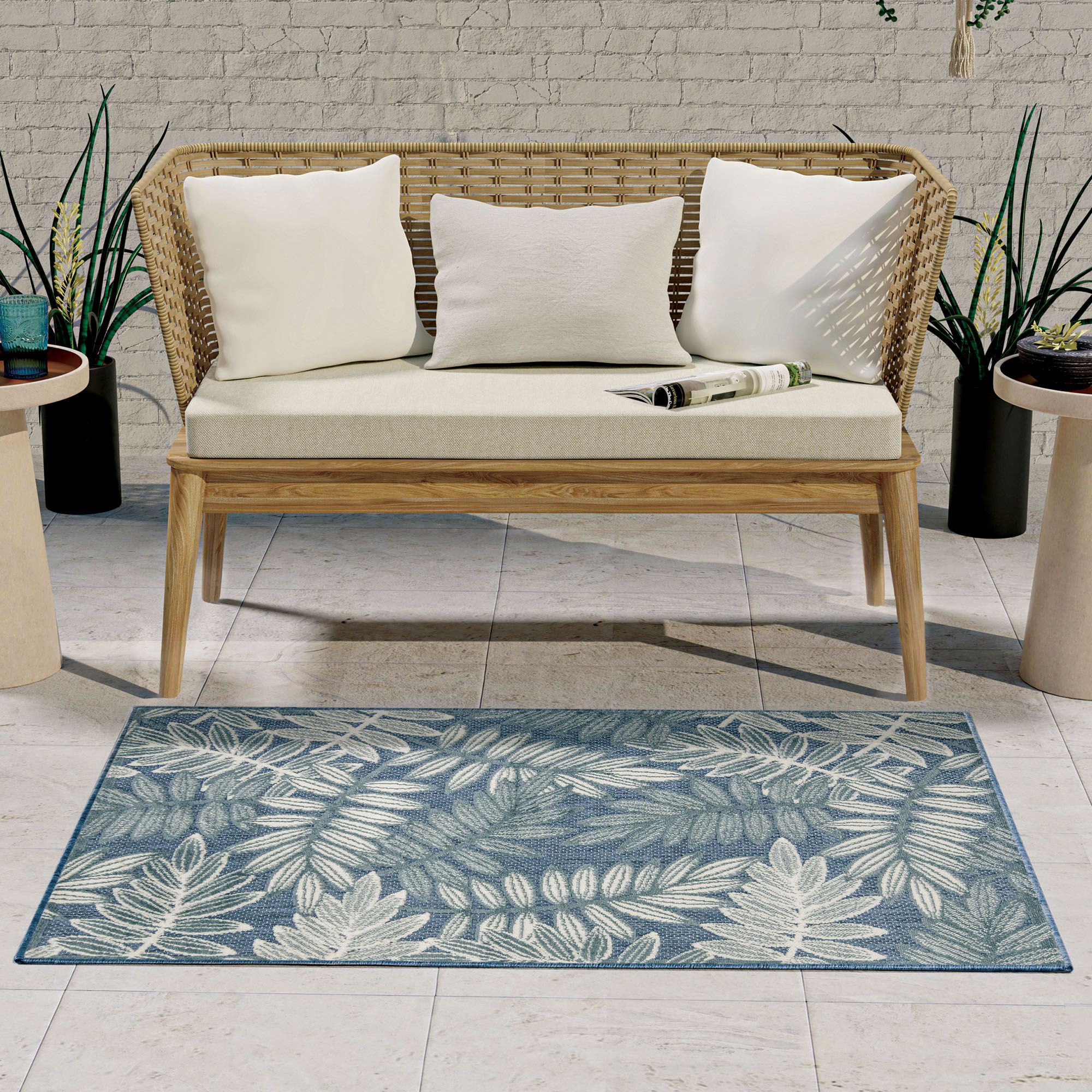 Lenora Rectangle Rug Blue/Ivory 28 x 4